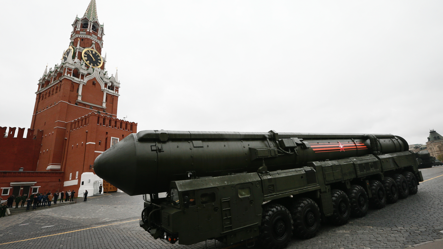 FILE - In this Tuesday, May 9, 2017 file photo, Russian Topol M intercontinental ballistic missile launcher rolls along Red Square during the Victory Day military parade to celebrate 72 years since the end of WWII and the defeat of Nazi Germany, in Moscow, Russia. (AP Photo/Alexander Zemlianichenko, File)