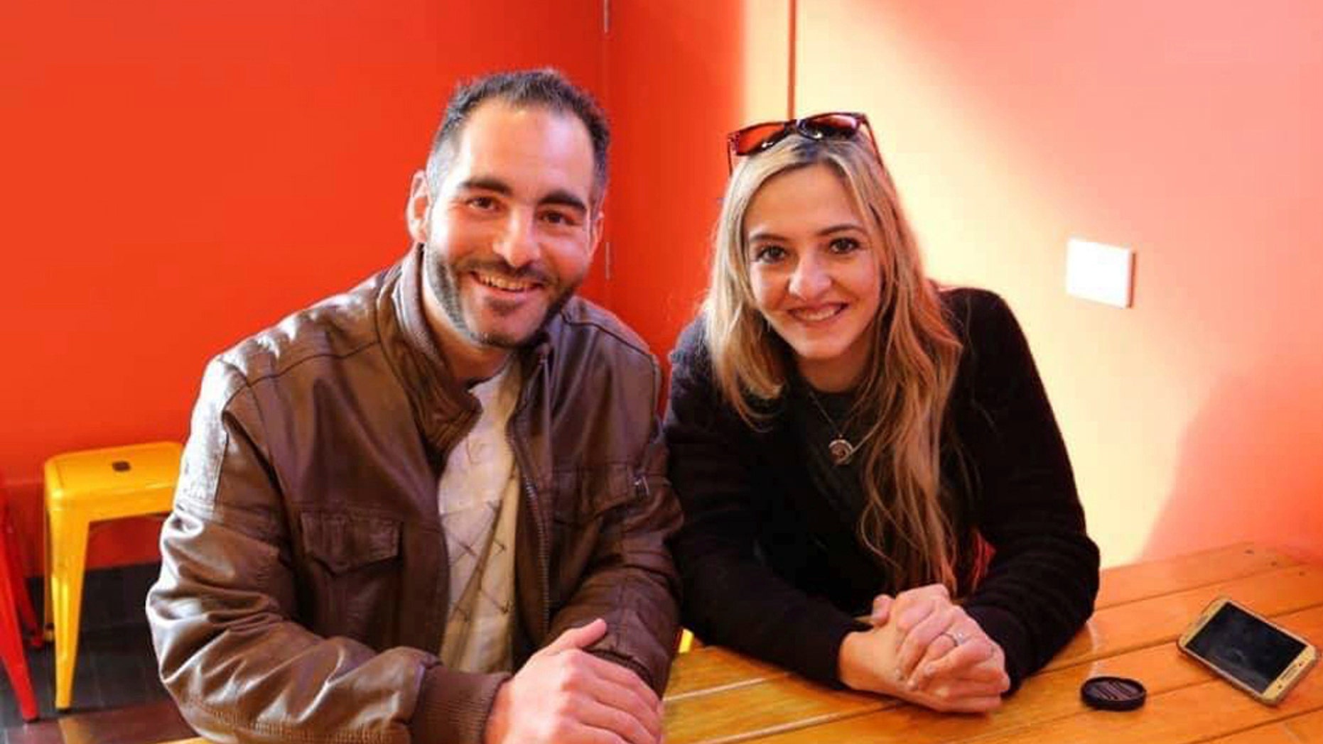This photo provided by Aya Al-Umari shows Hussein Al-Umari and his sister, Aya Al-Umari, in early 2018. Hussein, left, 35, was killed in the Al Noor mosque attack in Christchurch, New Zealand, on Friday, March 15, 2019. (Aya Al-Umari via AP)