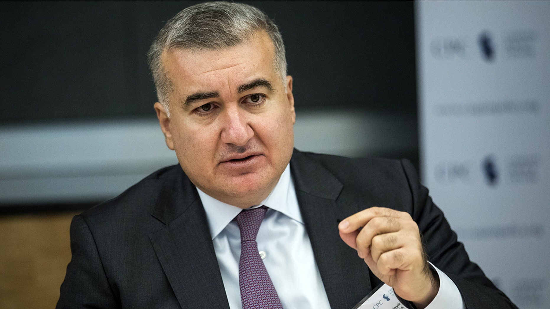 The Azerbaijani ambassador to the U.S., Elin Suleymanov, seen here in November 2017, told Fox News the conflict between Azerbaijan and Armenia was "very strategically dangerous." (Samuel Corum/Anadolu Agency/Getty Images, File)