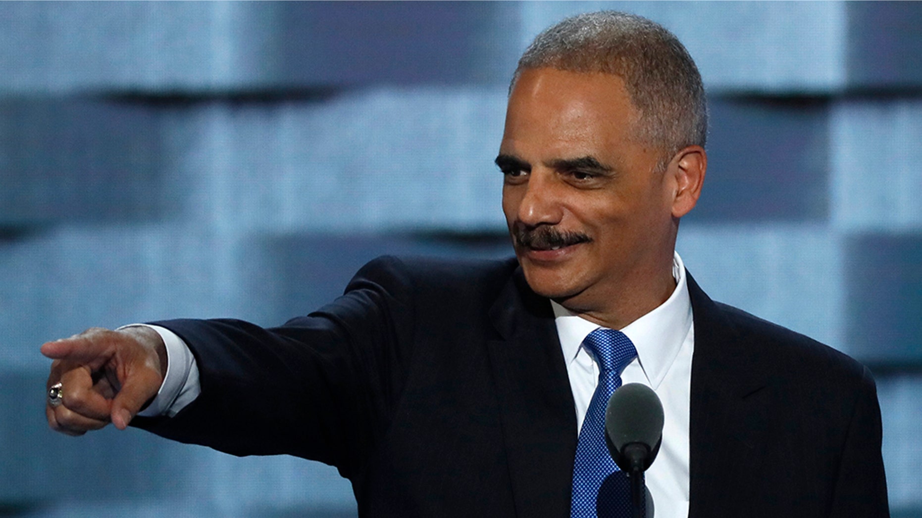 Former U.S. Attorney General Eric Holder speaks at the Democratic National Convention in Philadelphia in 2016.