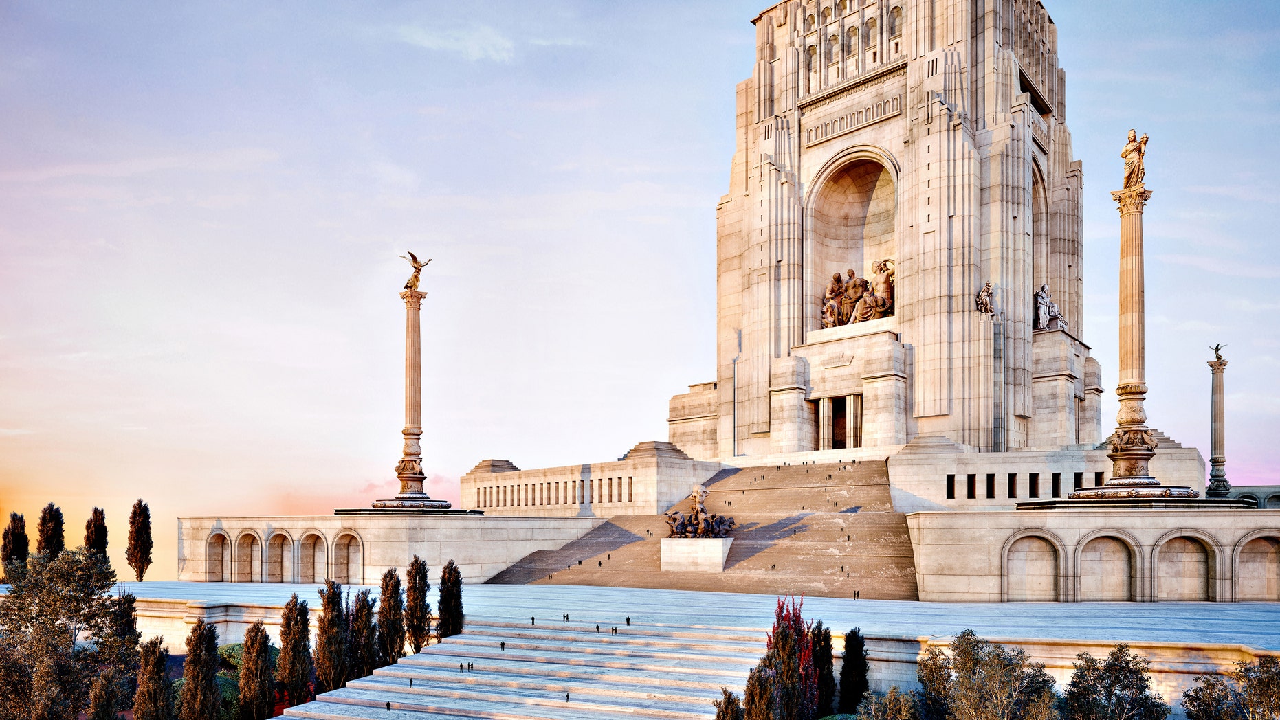 A digital rendering of the unbuilt Mother's Memorial in Washington, D.C.
