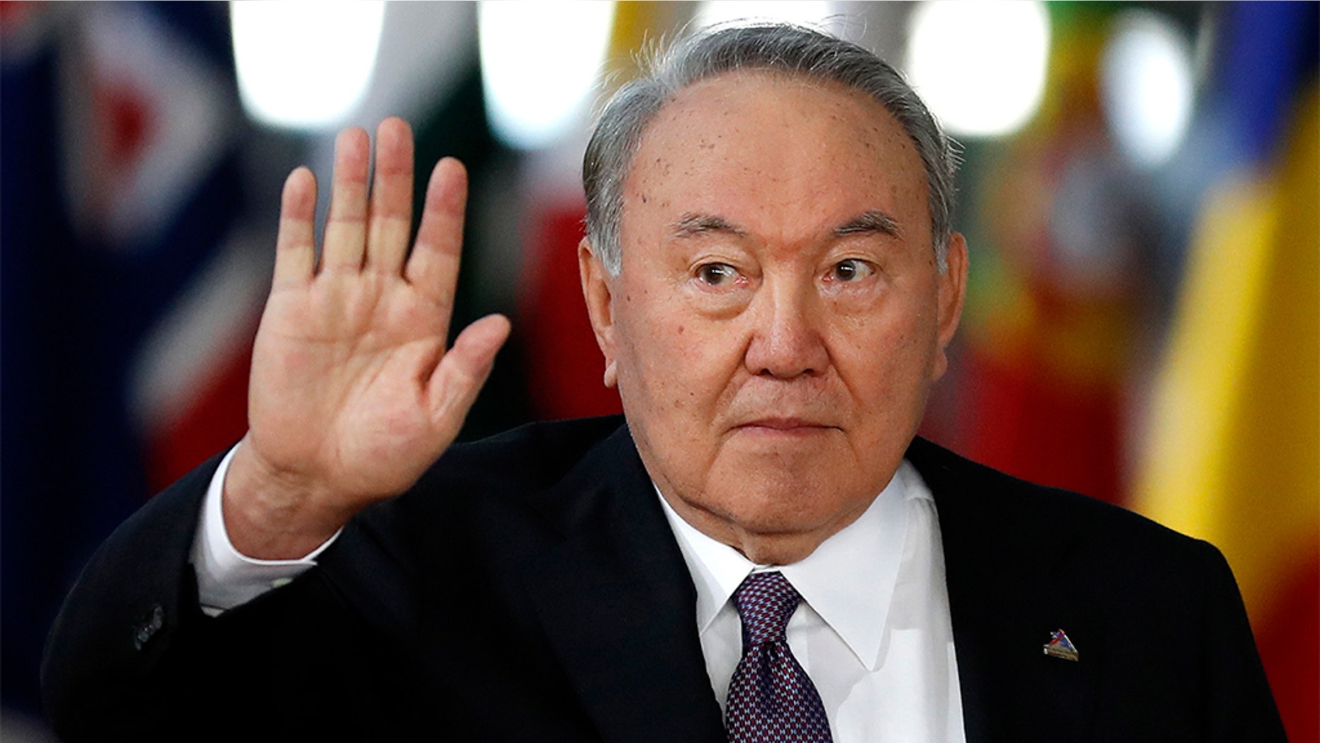 FILE - In this file photo taken on Oct. 18, 2018, Kazakhstan's President Nursultan Nazarbayev arrives for the ASEM 12 in Brussels. Nazarbayev, who has ruled the oil-rich ex-Soviet nation for nearly three decades, announced his resignation in a televised address to the nation on Tuesday, March 19, 2019. (AP Photo/Alastair Grant, File)