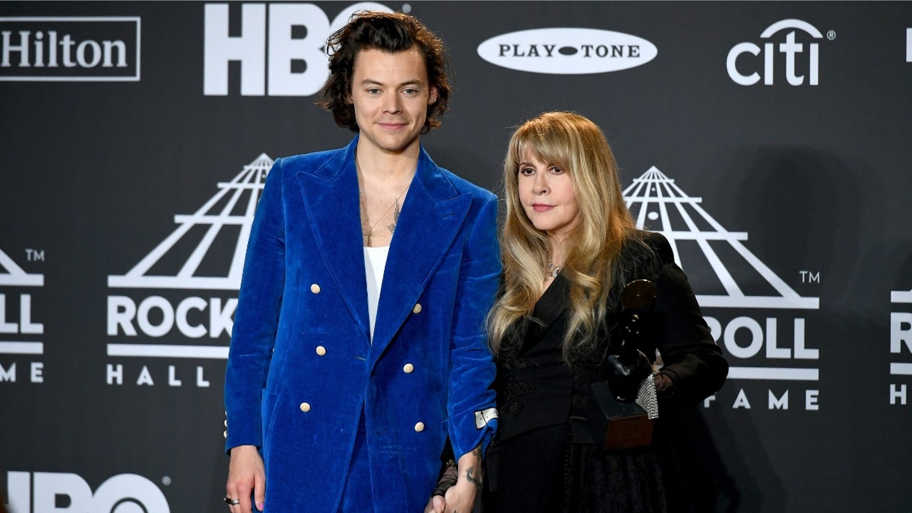 Stevie Nicks accidentally referred to Harry Styles as a member of NSYNC at Friday’s Rock and Roll Hall of Fame ceremony.