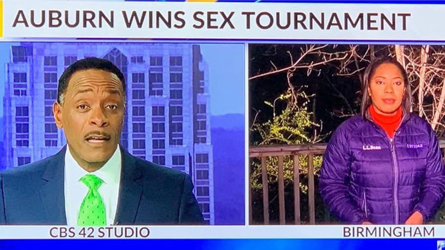 A local news station in Alabama made an unfortunate blunder while reporting on Auburn.