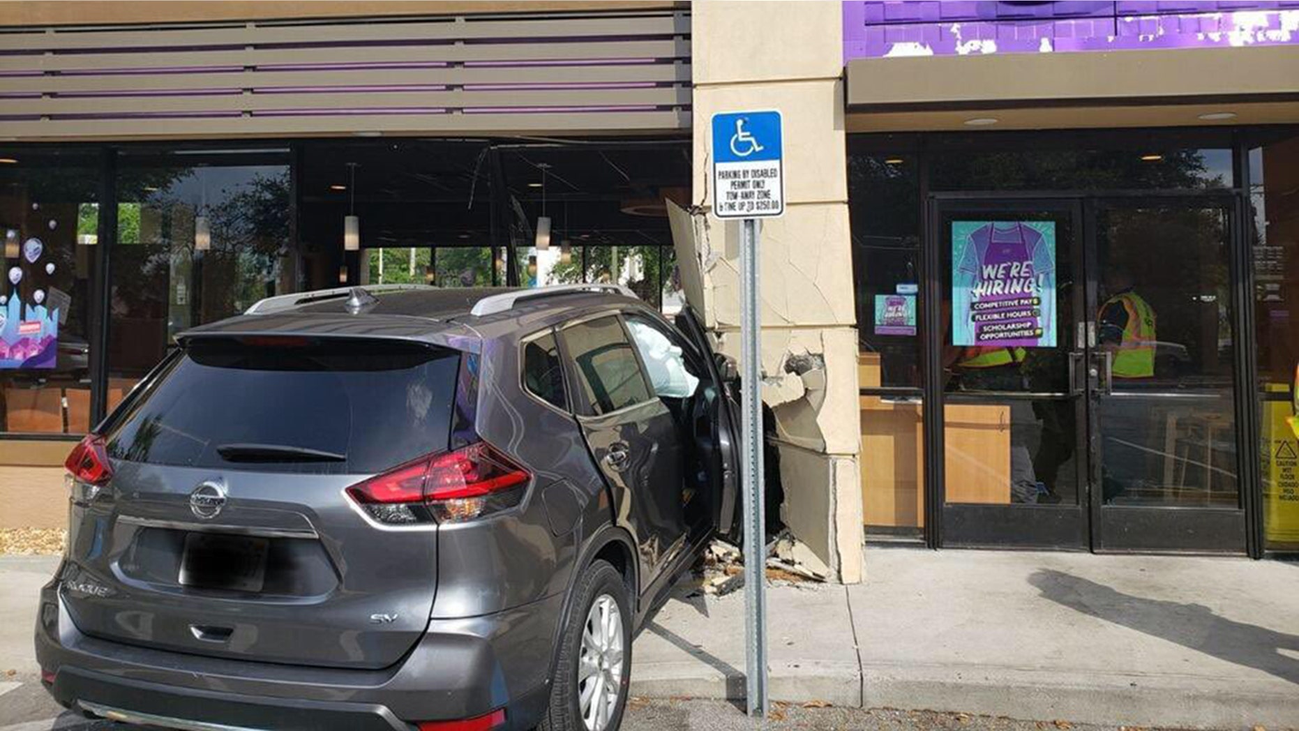 An elderly man reportedly crashed his car into the Taco Bell saturday afternoon.
