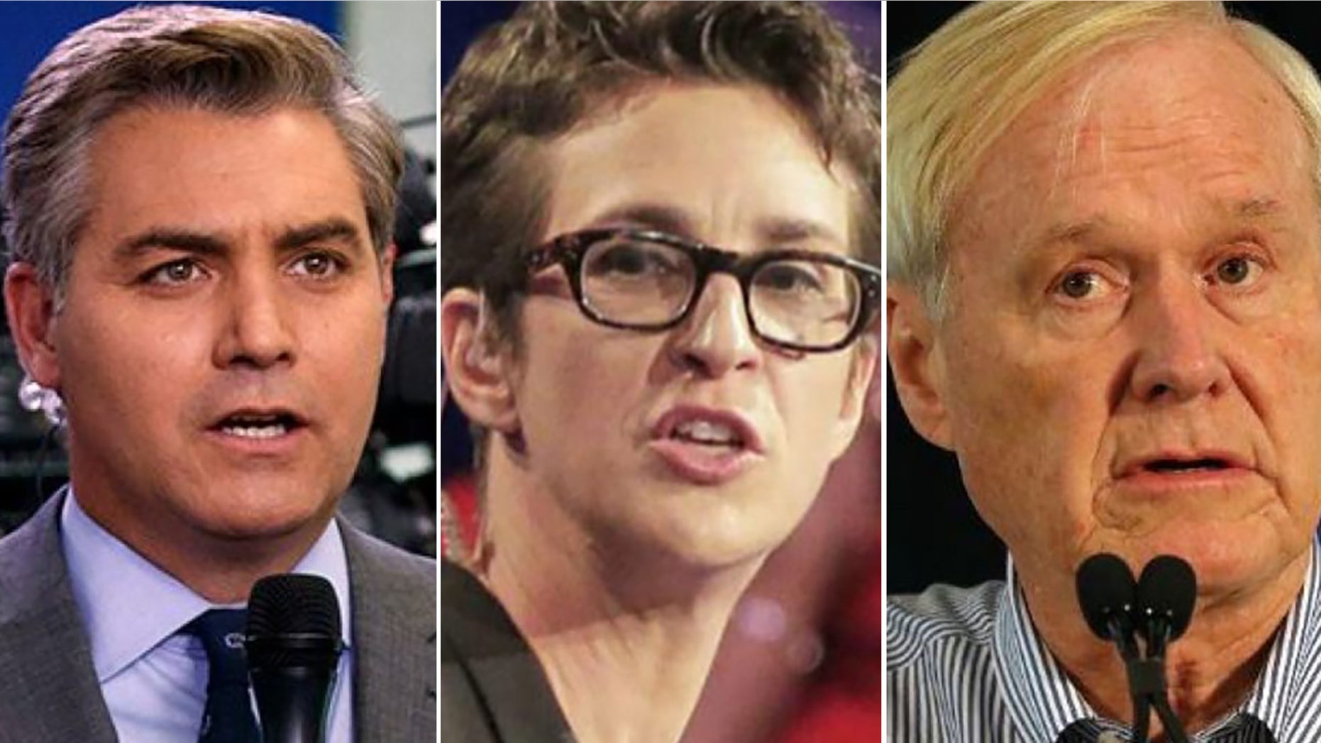 Mainstream media figures Jim Acosta of CNN, left, and Rachel Maddow and Chris Matthews of MSNBC all seemed stunned as Special Counsel Robert Mueller's Russia investigation wrapped up Friday with no more indictments planned.