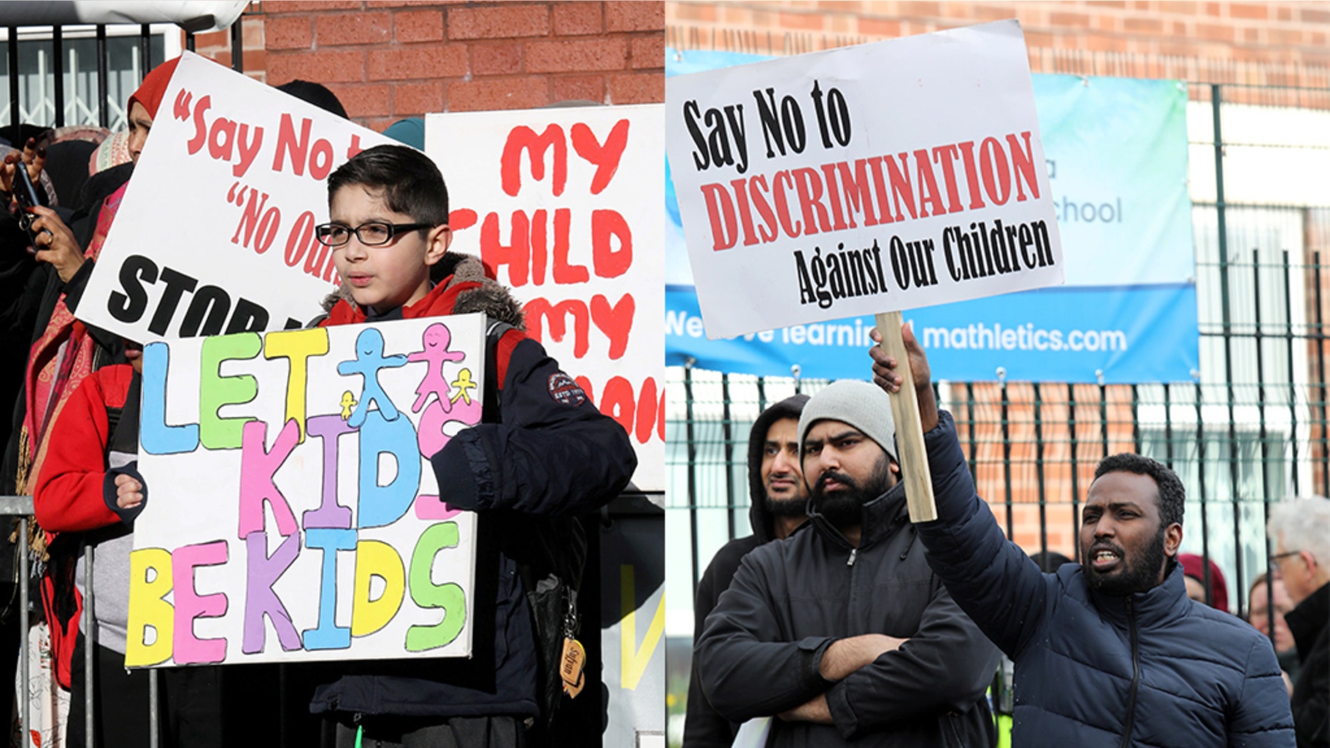 Hundreds of Muslim parents and their children – dressed up as superheroes – protested outside a primary school in Britain on Thursday against the planned lessons on LGBT rights.