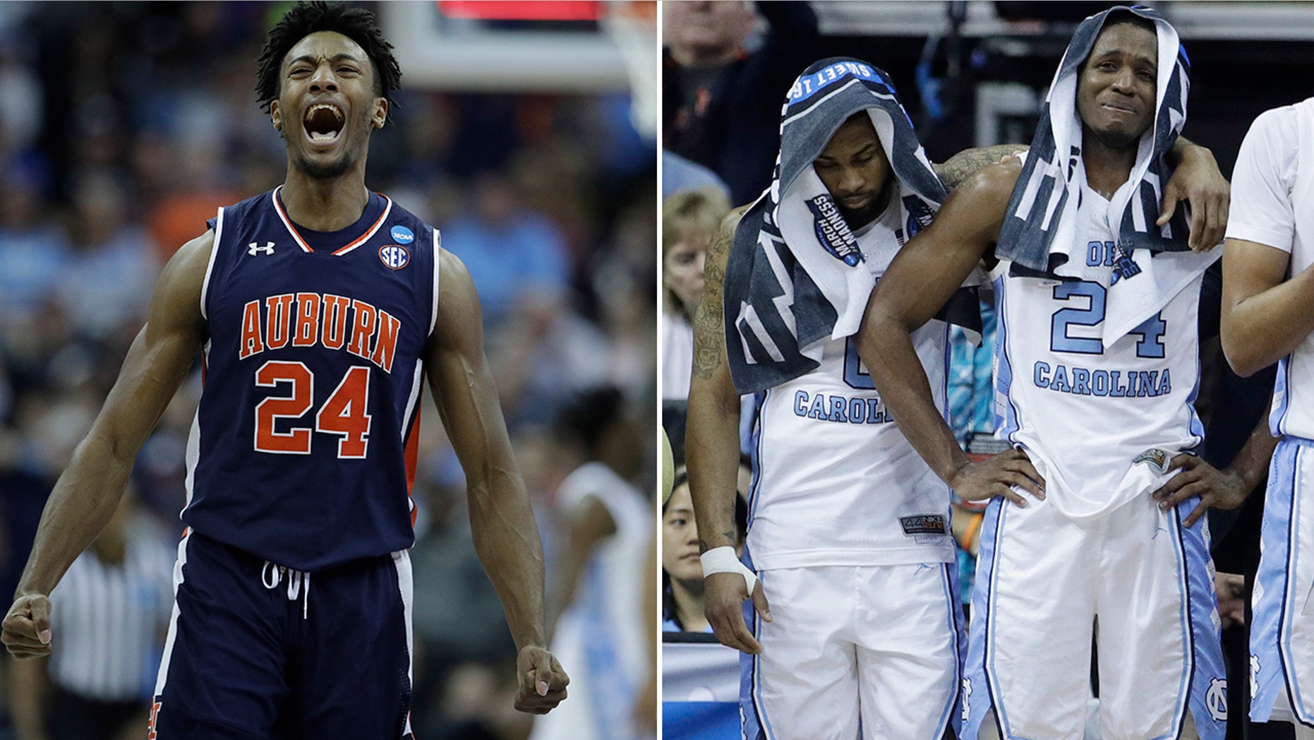 No. 5 Auburn upset top-seeded North Carolina to advance to the Elite 8 in just some of the Sweet 16 action Friday night. (Associated Press)