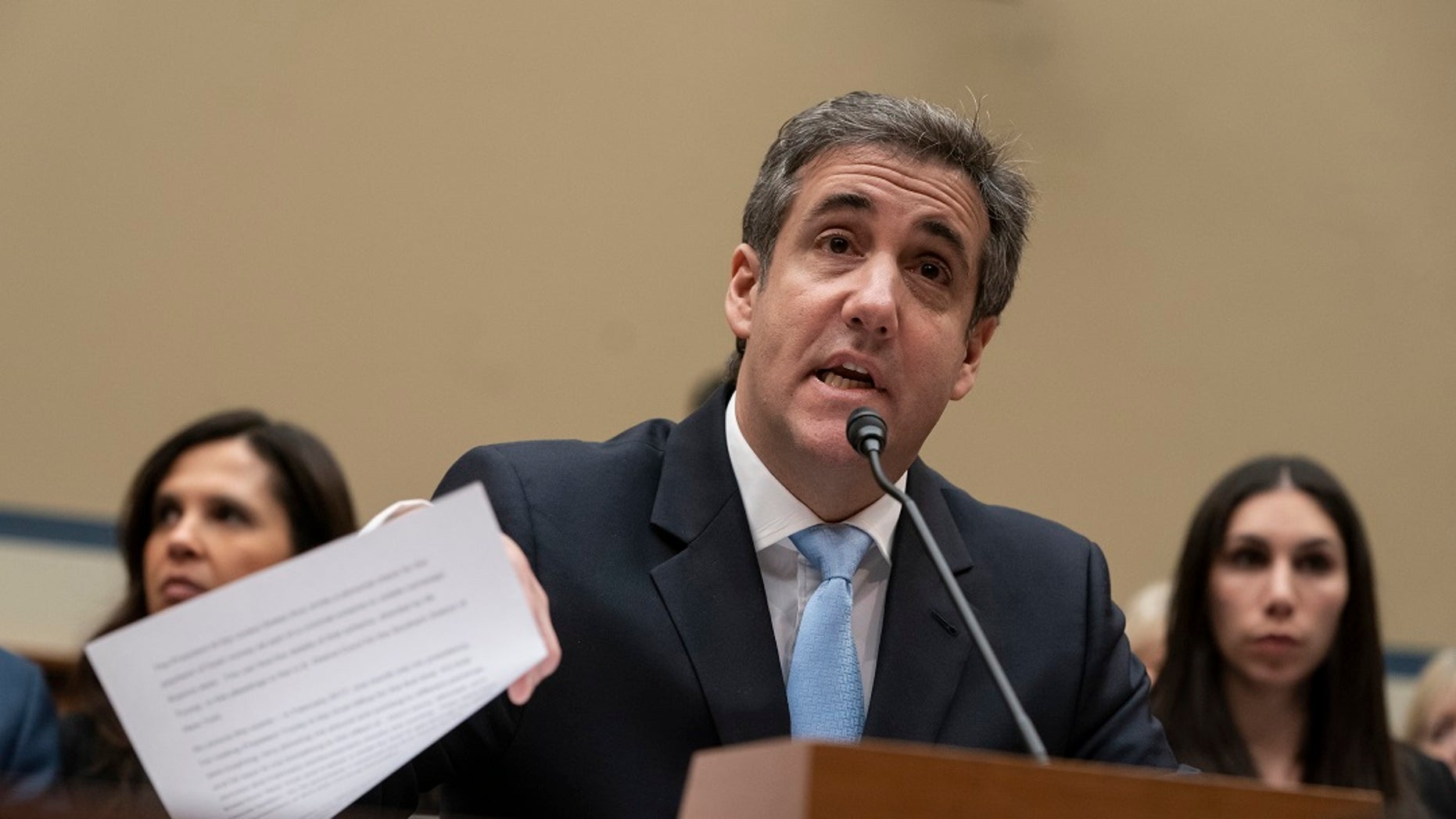 Michael Cohen, former personal advocate of President Donald Trump, reads an opening statement in his testimony before the House of Representatives 'Capitol Hill House of Representatives' Monitoring and Reform Committee in Washington. (Associated Press)