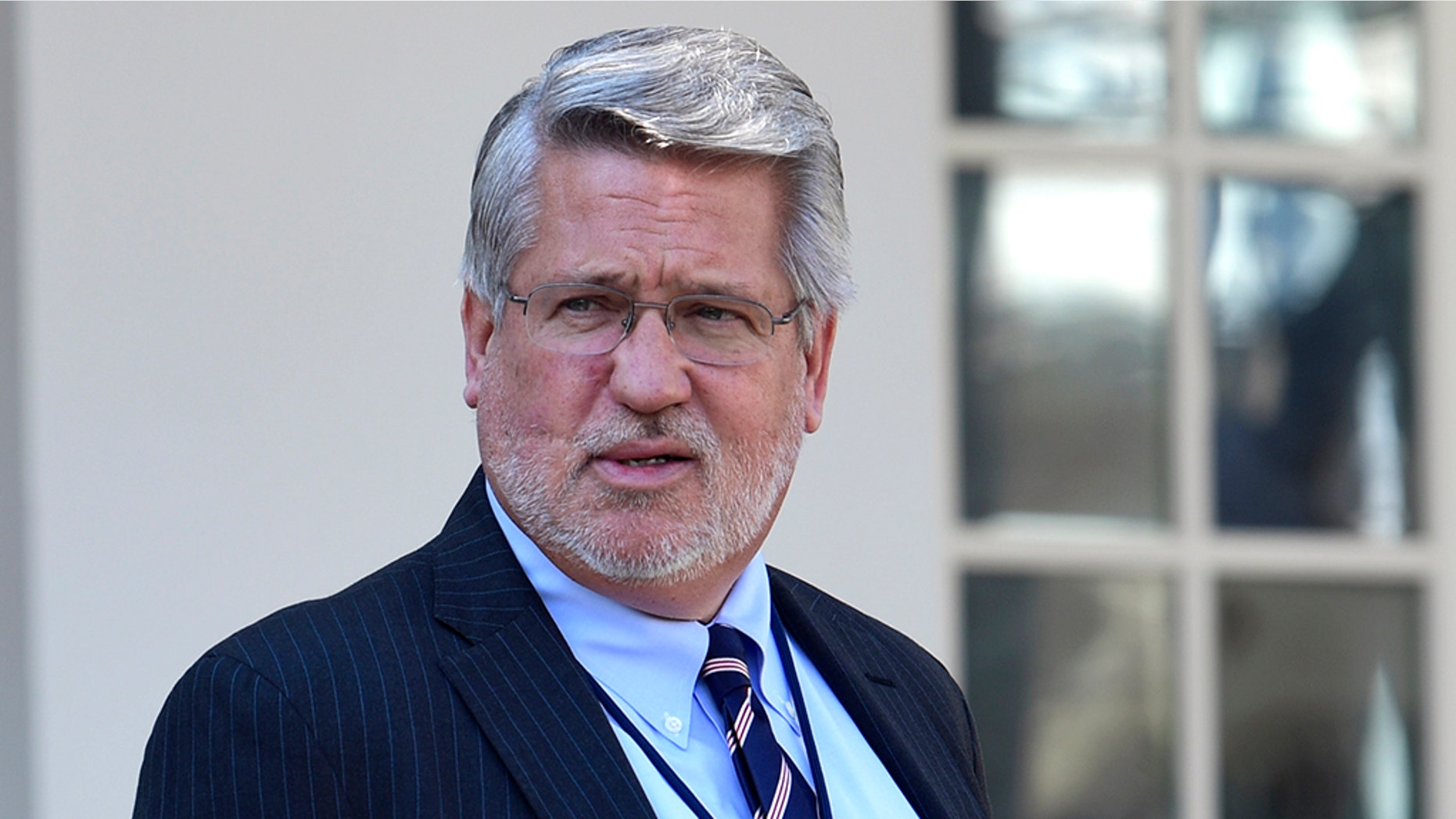 FILE - In this Jan. 25, 2019 file photo, White House deputy chief of staff for communications Bill Shine stands in the Rose Garden before President Donald Trump speaks at the White House in Washington. (AP Photo/Susan Walsh