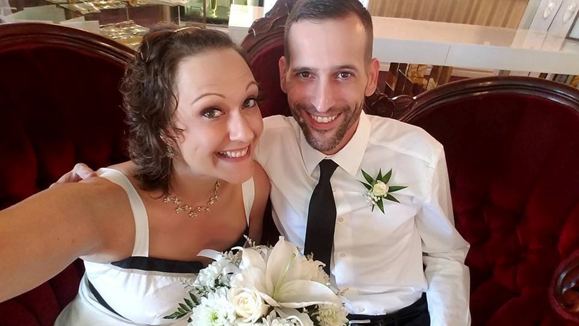 Michelle and Brian, photographed at the renewal of their vows in Las Vegas 2017, said their dual diagnosis of cancer has strengthened their relationship.