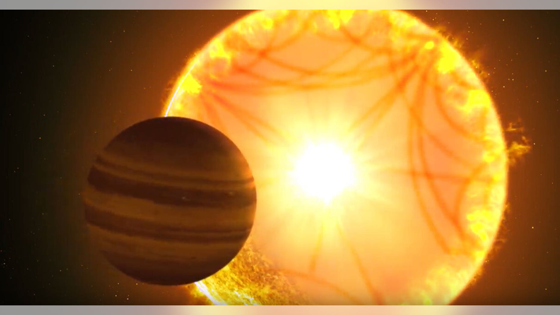 An illustration shows the gas giant orbiting close to a star will starquakes similar to those found in our own sun.