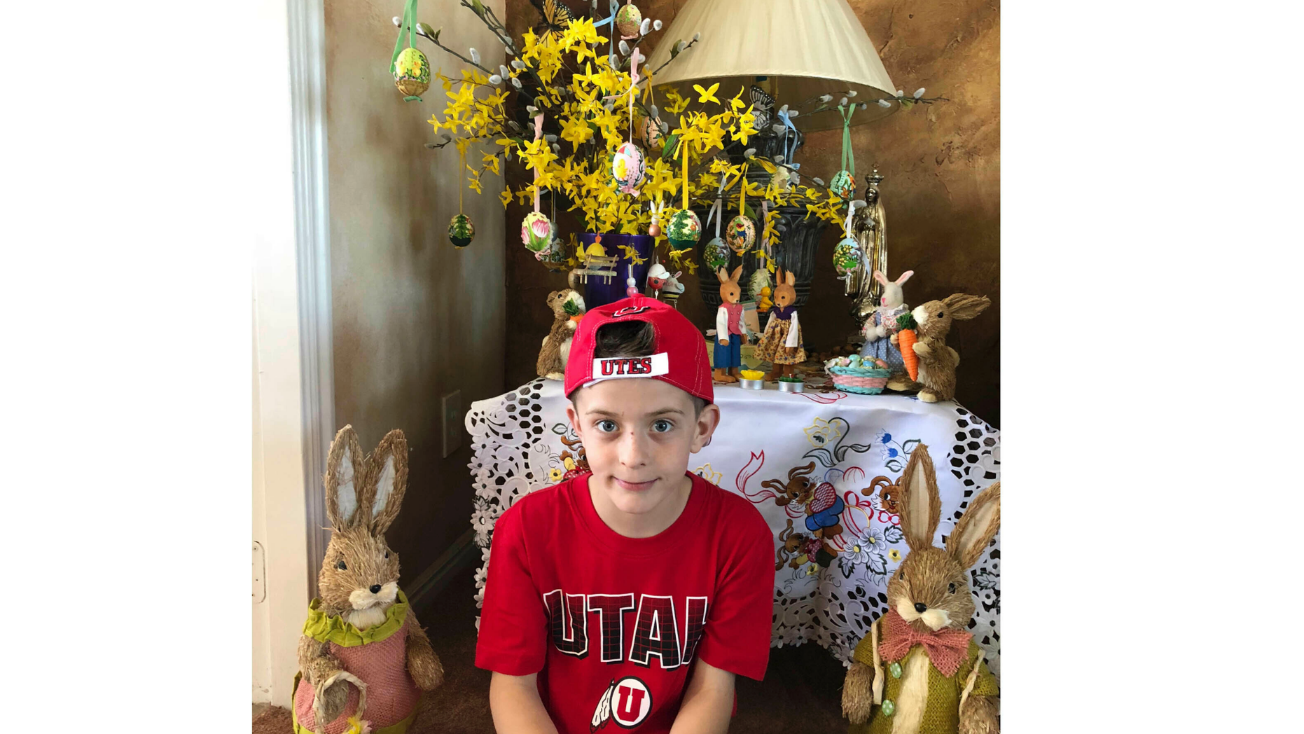 This April 1, 2018 photo provided by Karen Fisher shows fourth-grader William McLeod at his home in Bountiful, Utah. A teacher in the predominantly Mormon state was placed on administrative leave Thursday, March 7, 2019 after she forced McLeod, a Catholic student to wash off the Ash Wednesday cross from his forehead. (Karen Fisher via AP)