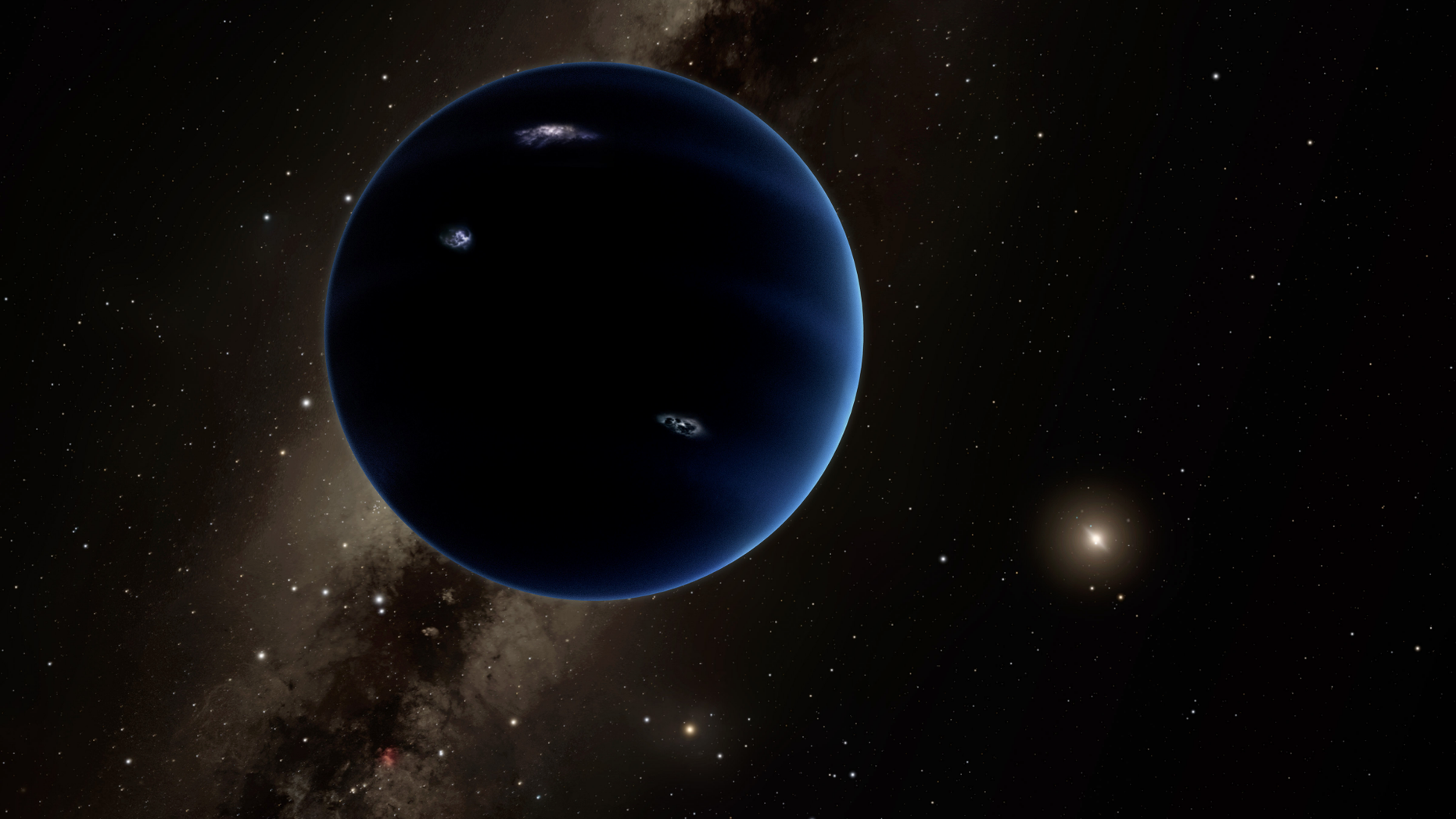 Observations of extremely distant objects such as the newfound FarFarOut could help lead to the discovery of the hypothesized Planet Nine, seen here in an artist's illustration.