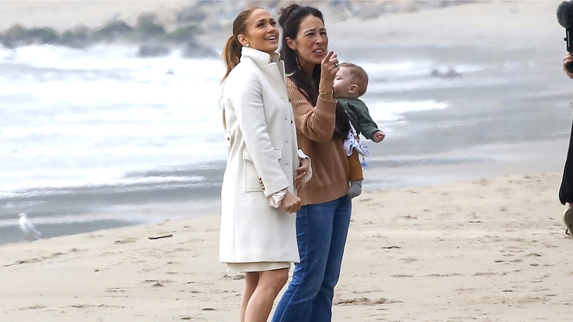 Jennifer Lopez, left, and Joanna Gaines are seen in Malibu checking out the singer's new oceanside home. Lopez recently appeared on 'Ellen' where she fangirled over her obsession with the hit home improvement show 'Fixer Upper.'