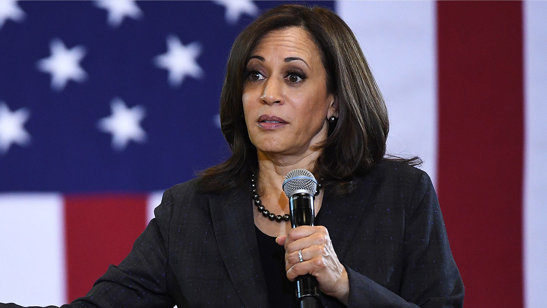Sen. Kamala Harris (D-Calif.) speaks during a town hall meeting at Canyon Springs High School on March 1, 2019 in North Las Vegas, Nevada. Harris is campaigning for the 2020 Democratic nomination for president.