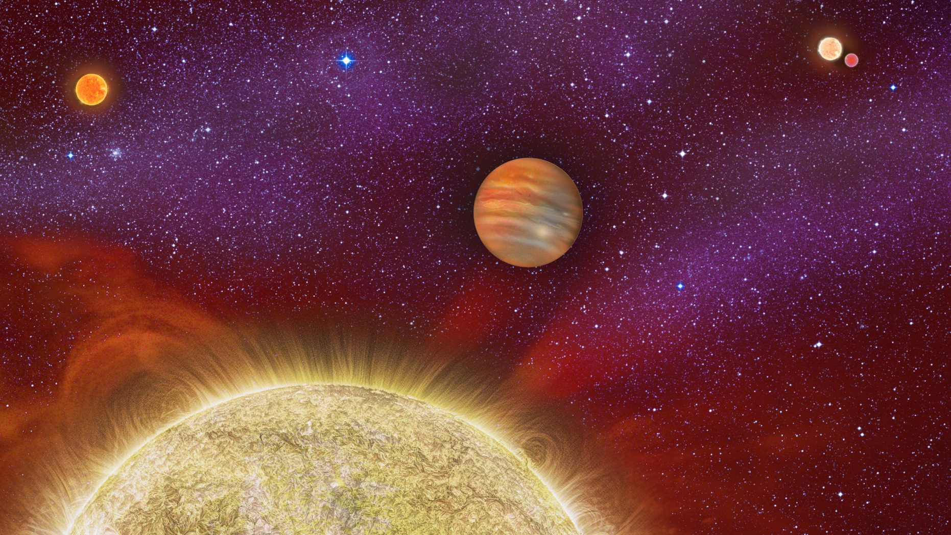 An artist illustrated this image of an exoplanet in a distant star system.