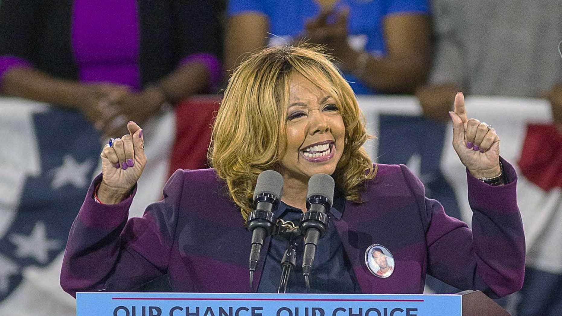In this Nov. 2, 2018, file photo, Democrat Lucy McBath speaks during a rally for Democratic gubernatorial candidate Stacey Abrams, at Morehouse College in Atlanta. 