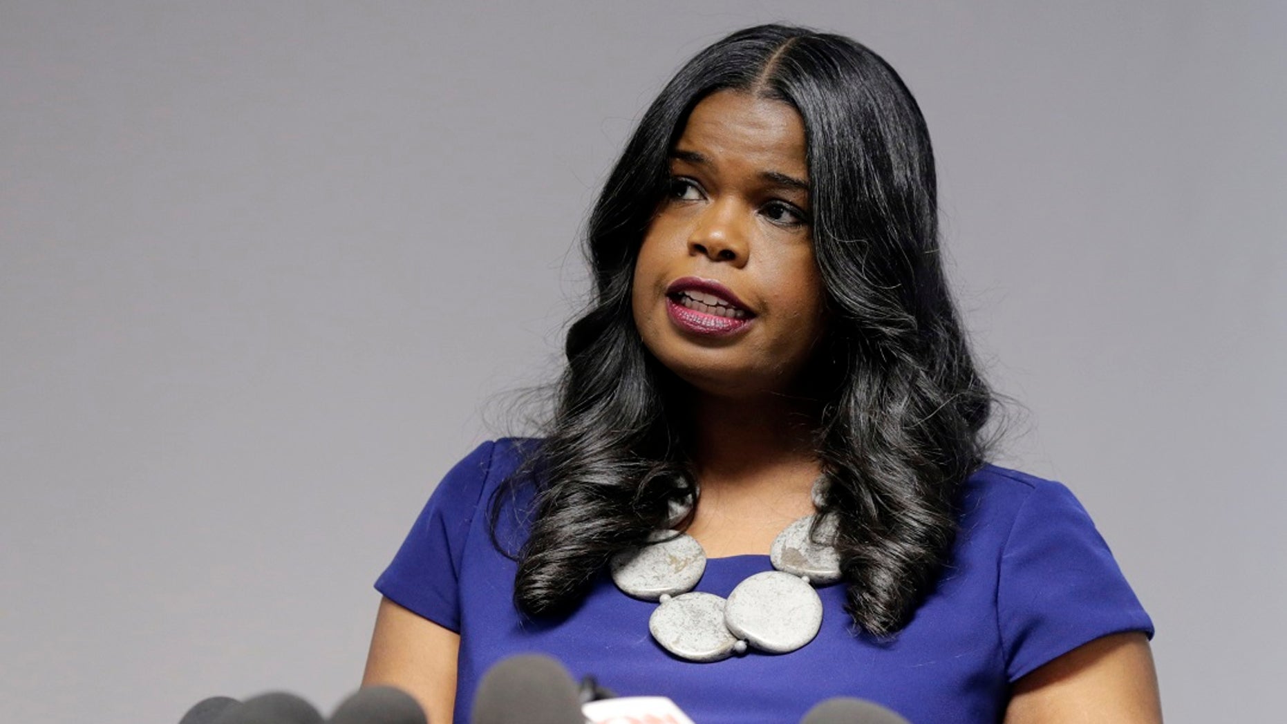 Lawyer Kim Foxx, of Cook County State, speaks at a press conference in Chicago. Foxx asked the County Inspector General to review how his office dealt with 