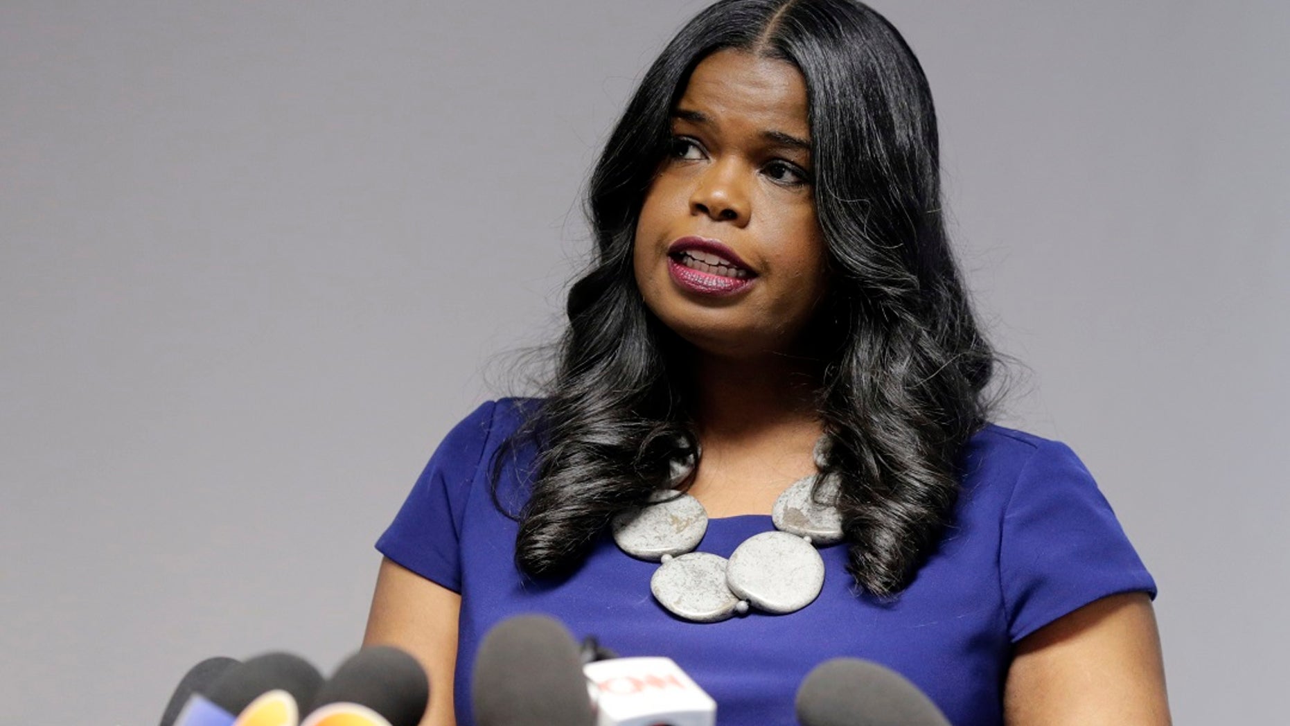 Lawyer Kim Foxx, of Cook County State, speaks at a press conference in Chicago. Foxx asked the County Inspector General to review how his office dealt with 