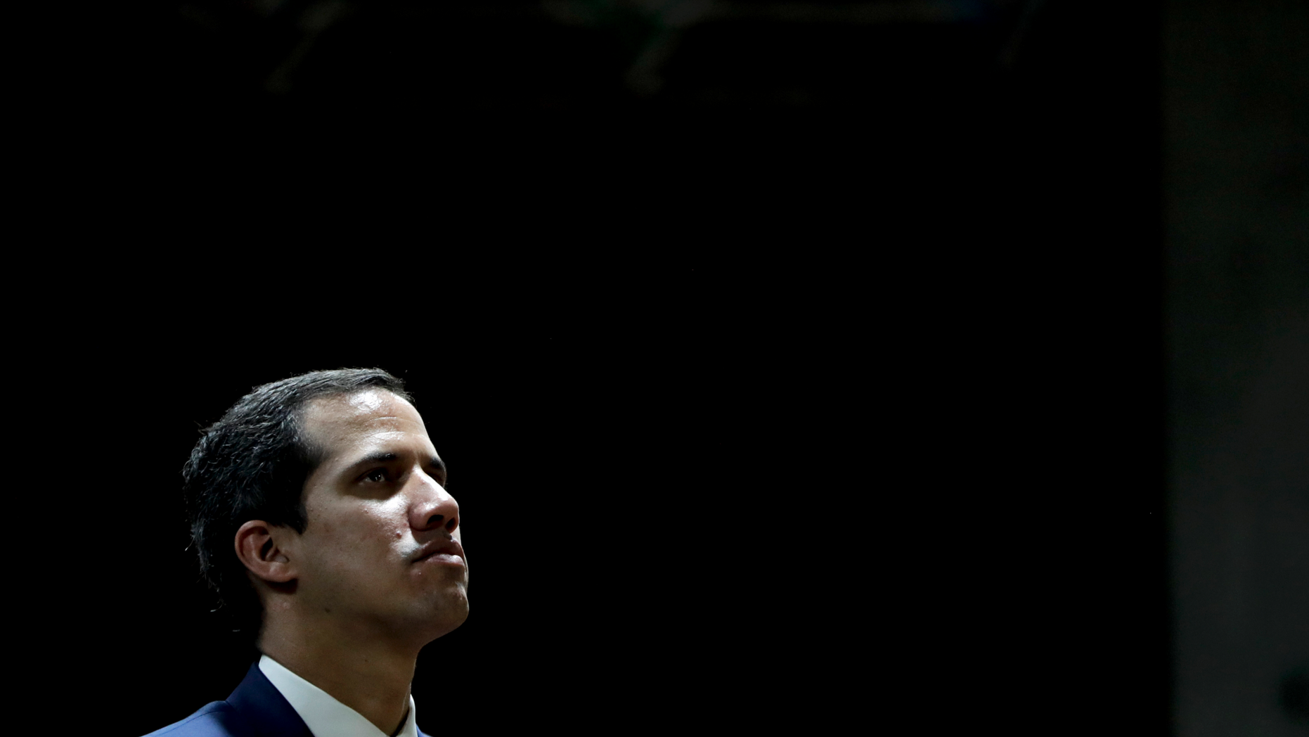 Juan Guaido, Venezuelan opposition leader and self-proclaimed interim president, attends a meeting at a university in Caracas, Venezuela, Monday, April 1, 2019. He’s backed by more than 50 nations, which consider Nicolas Maduro’s presidency illegitimate following what they call sham elections last year. “We must unite now more than ever,” said Guaido, speaking at the university. "We must mount the biggest demonstration so far to reject what’s happening." (AP Photo/Natacha Pisarenko)