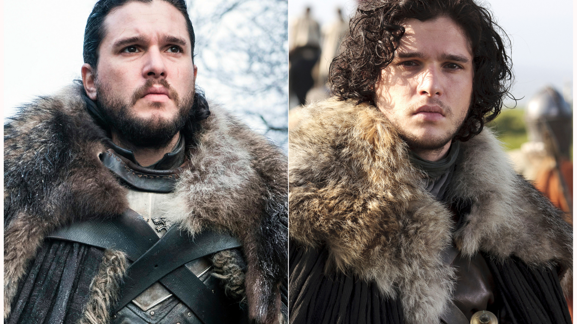 This combination of photographs published by the HBO Kit Harrington show depicting John Snow in