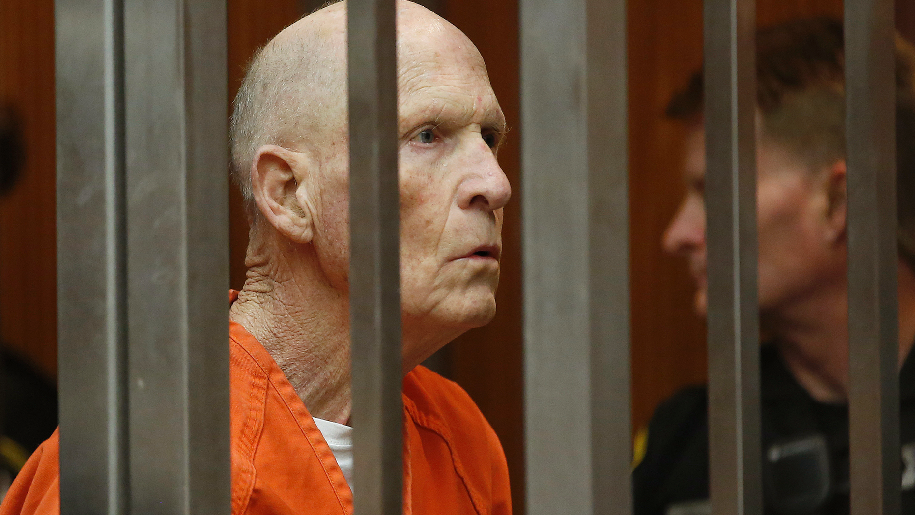 Joseph James DeAngelo, suspected of being the Golden State Killer appears in Sacramento County Superior Court as prosectors announce they will seek the death penalty if he is convicted in his case, Wednesday, April 10, 2019, in Sacramento, Calif. Prosecutors from Sacramento, Orange, Ventura, Santa Barbara counties where among those who said they would pursue the death penalty if DeAngelo is convicted in any of the 13 slayings he is accused of committing. The announcement flies in the face of Gov. Gavin Newsom, who recently announced a moratorium on executions. (AP Photo/Rich Pedroncelli)