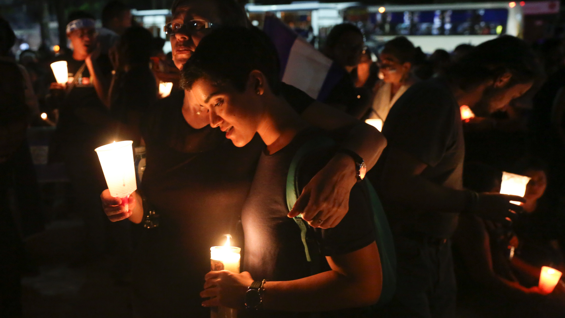 FILE - In this April 26, 2018 file photo, the journalism community holds a candlelight vigil in honor of slain journalist Angel Gahona who died on April 21 in the city of Bluefields while covering anti-government protests, in Managua, Nicaragua. The 2019 World Press Freedom Index compiled by Reporters Without Borders shows that Nicaragua fell 24 places from the previous year’s list due to attacks on journalists covering protests against President Daniel Ortega. (AP Photo/Alfredo Zuniga, File)