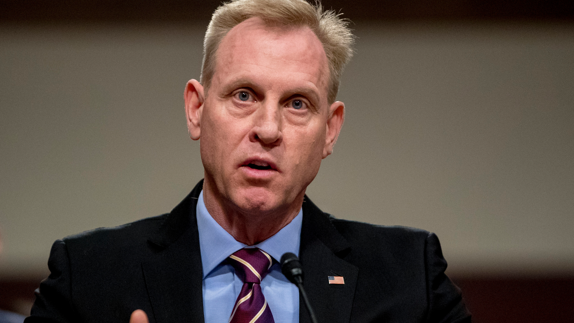 Acting Defense Secretary Patrick Shanahan speaks during a Senate Armed Services Committee hearing on Capitol Hill in Washington , Thursday, April 11, 2019, on the proposed Space Force. (AP Photo/Andrew Harnik)