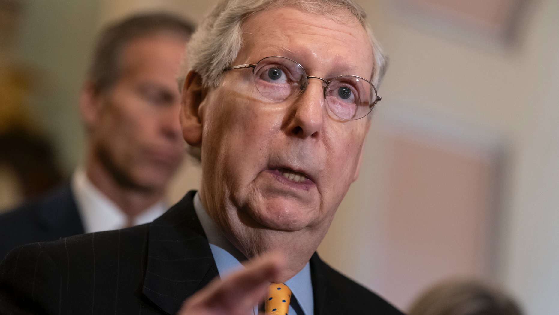 Senate Majority Leader Mitch McConnell, R-Ky., speaks to reporters at the Capitol in Washington, Tuesday, April 9, 2019. (AP Photo/J. Scott Applewhite)