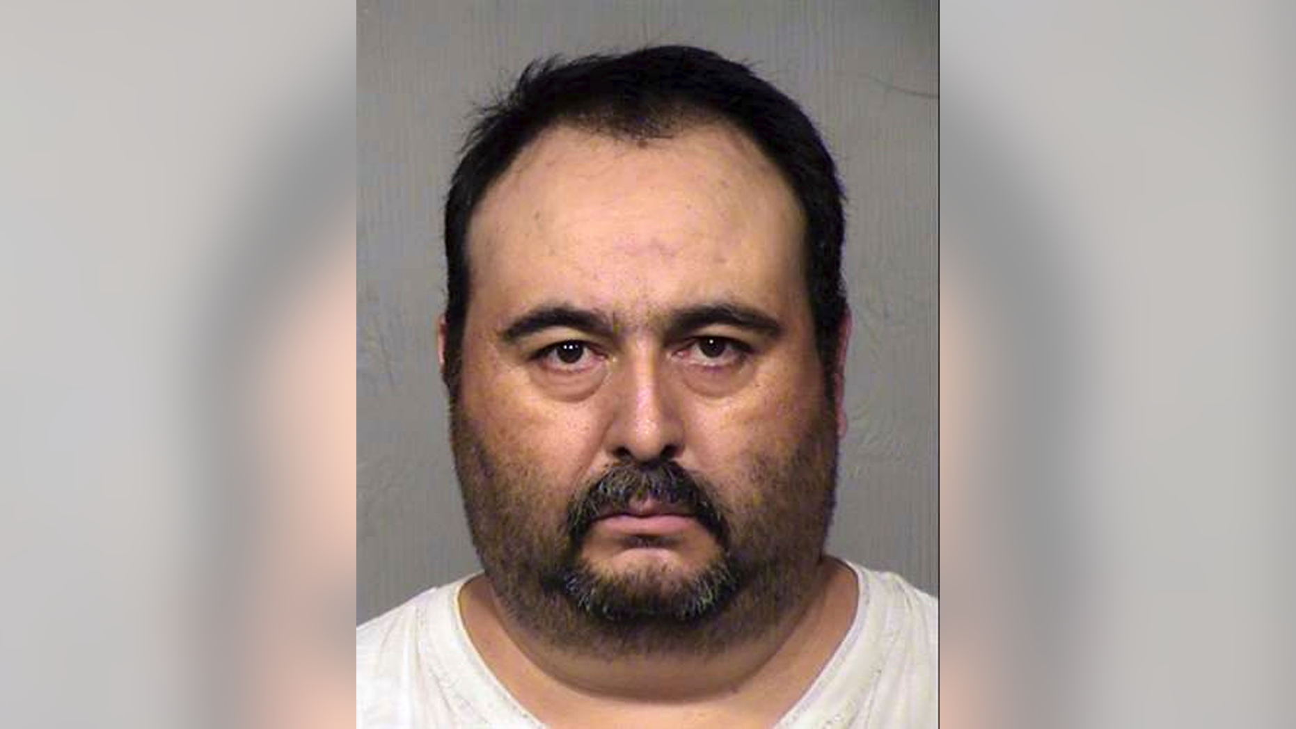 This April 2019 mugshot provided by the Maricopa County Sheriff's Office in Phoenix shows Jorge Murrieta. Murrieta is accused of forcing a day laborer to have sex with his wife at gunpoint and filming the encounter to extort him. (Maricopa County Sheriff's Office via AP)