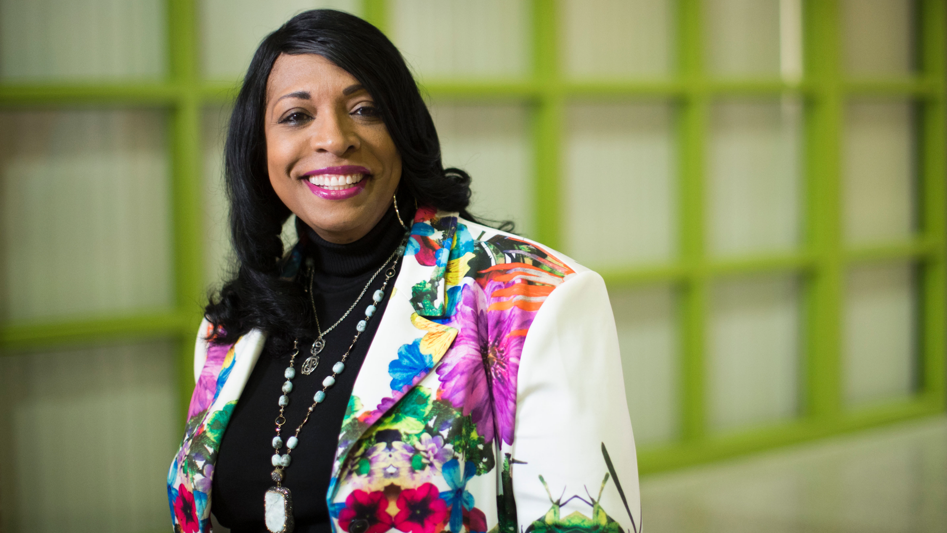 This Wednesday, April 18, 2018 photo shows Carlotta Outley Brown, who was then the principal at Peck Elementary School located in southeast Houston. Outley Brown took over as principal at James Madison High School during the current school year, becoming the school's fourth principal in five years. Outley Brown has implemented a dress code for parents because she says it is necessary to establish high standards for students, despite criticism that the move could be discriminatory. (Marie D. De Jesus/Houston Chronicle via AP)