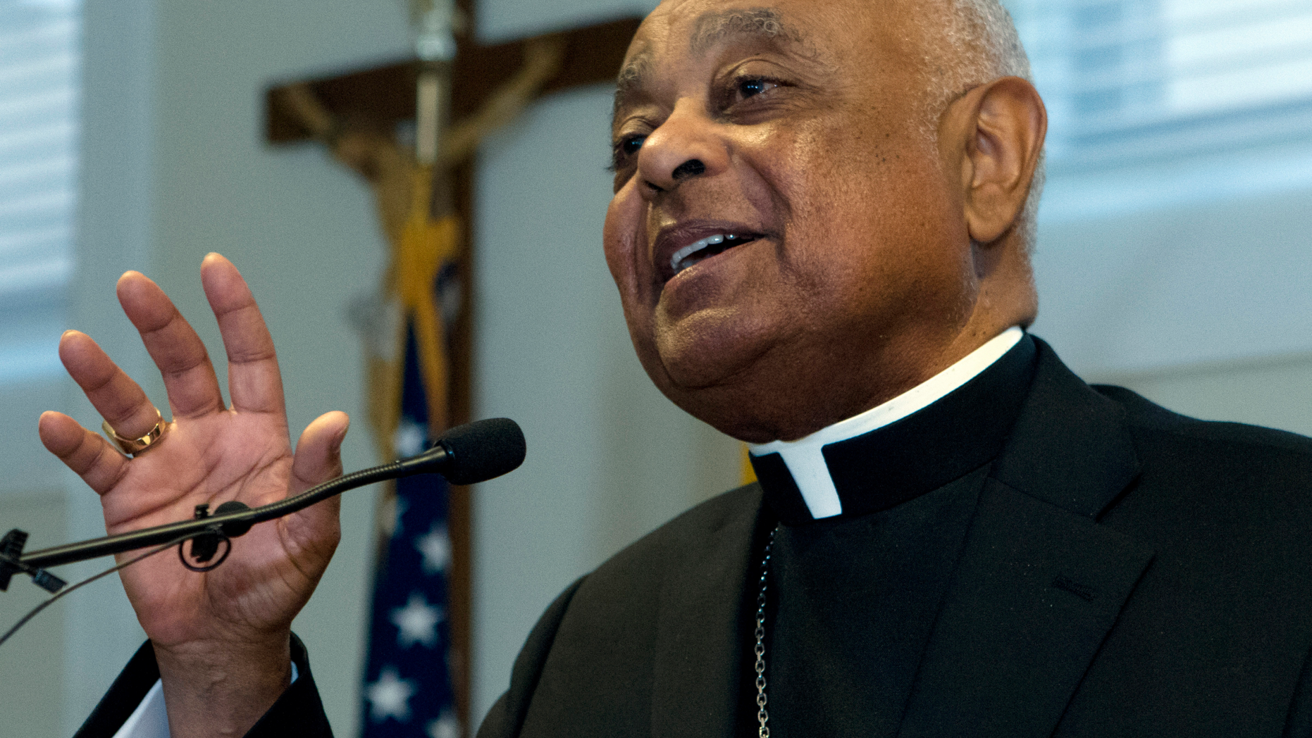 Archbishop designated by Pope Francis to the Archdiocese of Washington, Archbishop Wilton D. Gregory, speaks during a news conference at Washington Archdiocesan Pastoral Center in Hyattsville, Md., Thursday, April 4, 2019. Archbishop-designate Gregory will succeed Cardinal Donald Wuerl. (AP Photo/Jose Luis Magana)