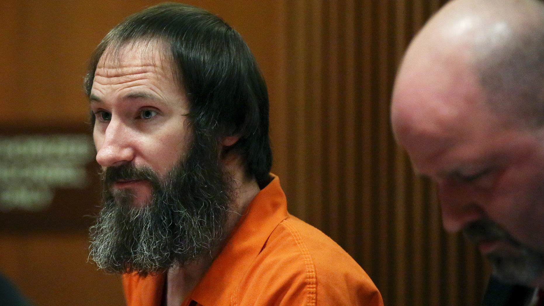 Johnny Bobbitt stands in the courtroom during his sentencing hearing at Burlington County Superior Court in Mount Holly, N.J., Friday, April 12, 2019. Bobbitt, the homeless veteran who admitted to conspiring with a New Jersey couple in a GoFundMe scam that raised more than $400,000, was sentenced Friday to five years' probation. (Tim Tai/The Philadelphia Inquirer via AP, Pool)