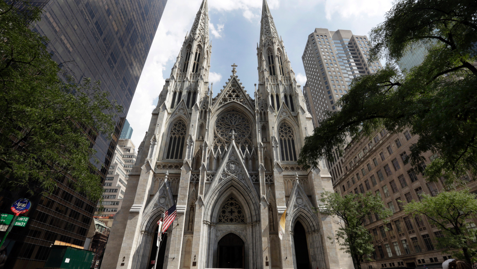 This Sept. 6, 2018, photo shows St. Patrick's Cathedral in New York. A New Jersey man has been arrested outside the cathedral with two jugs of gasoline. Police say church personnel stopped the 37-year-old man from entering the landmark cathedral in Manhattan at about 9 p.m. Wednesday, April 17, 2019. Authorities were investigating whether the unidentified man is emotionally disturbed. (AP Photo/Richard Drew)