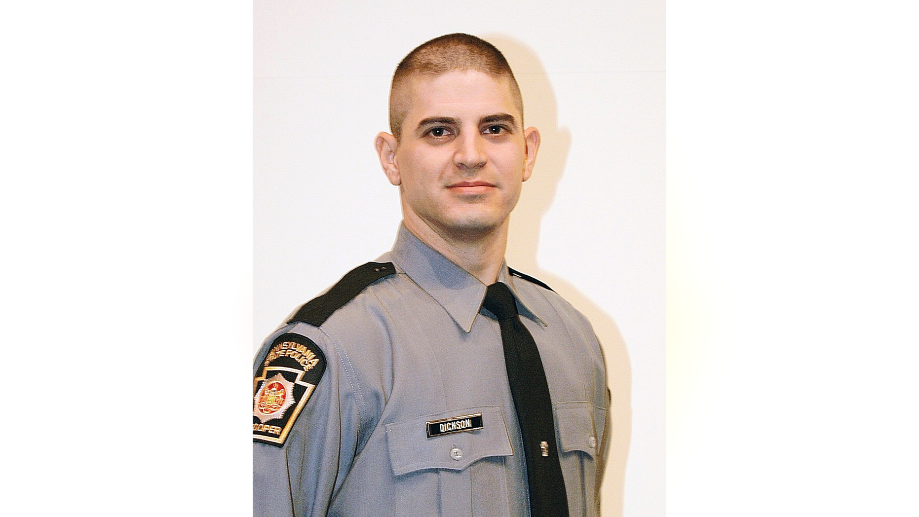 This undated photo provided by the Pennsylvania State Police shows Cpl. Bryon Dickson II. Pennsylvania's highest court upheld the death sentence and conviction on Friday, April 26, 2019, of Eric Frein, a sniper who killed Dickson and wounded another in a nighttime ambush outside their barracks in a heavily wooded area. (Pennsylvania State Police via AP)