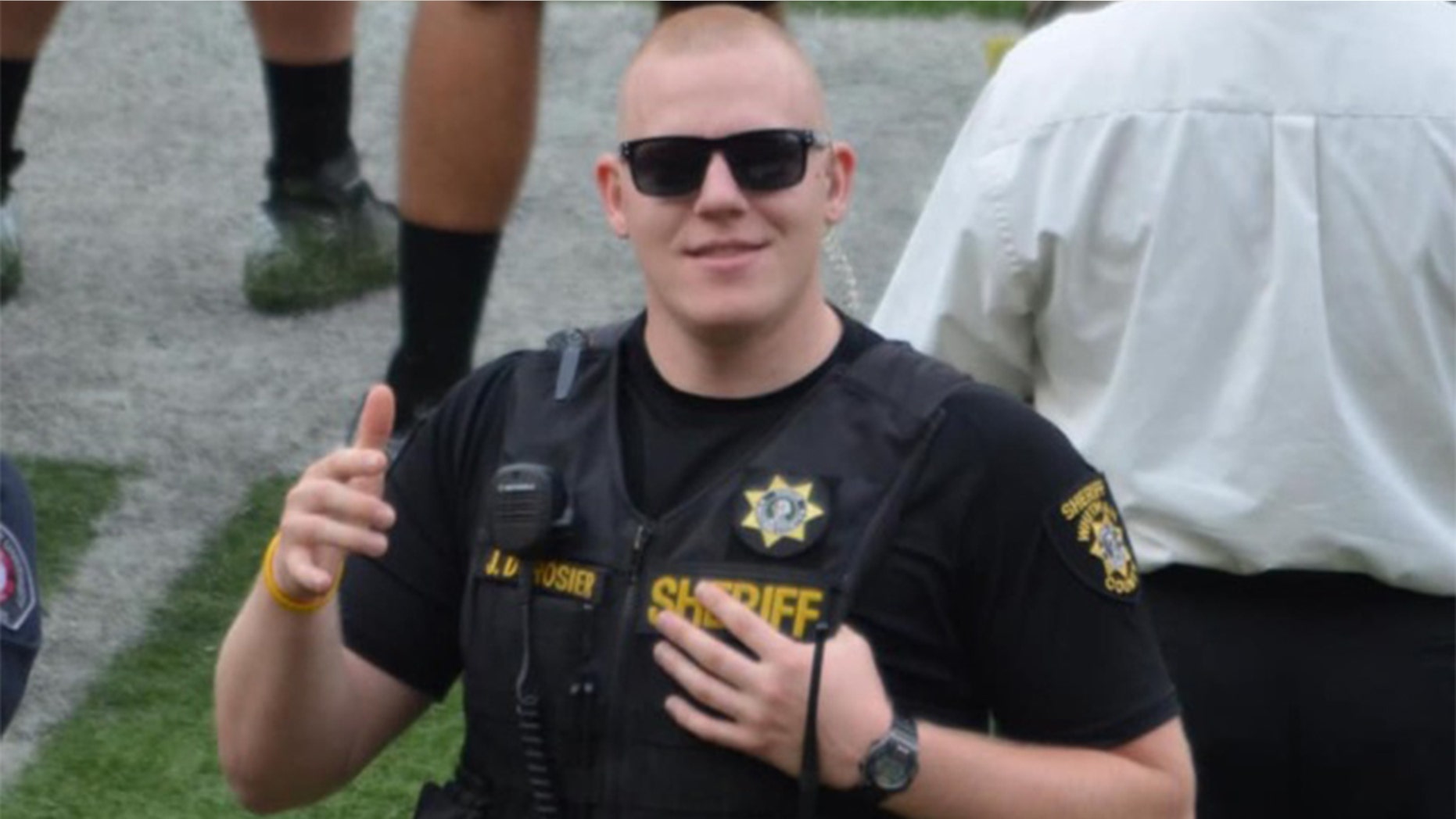 Deputy Justin DeRosier, 29, was shot and killed after responding to a report of a disabled vehicle on Saturday.