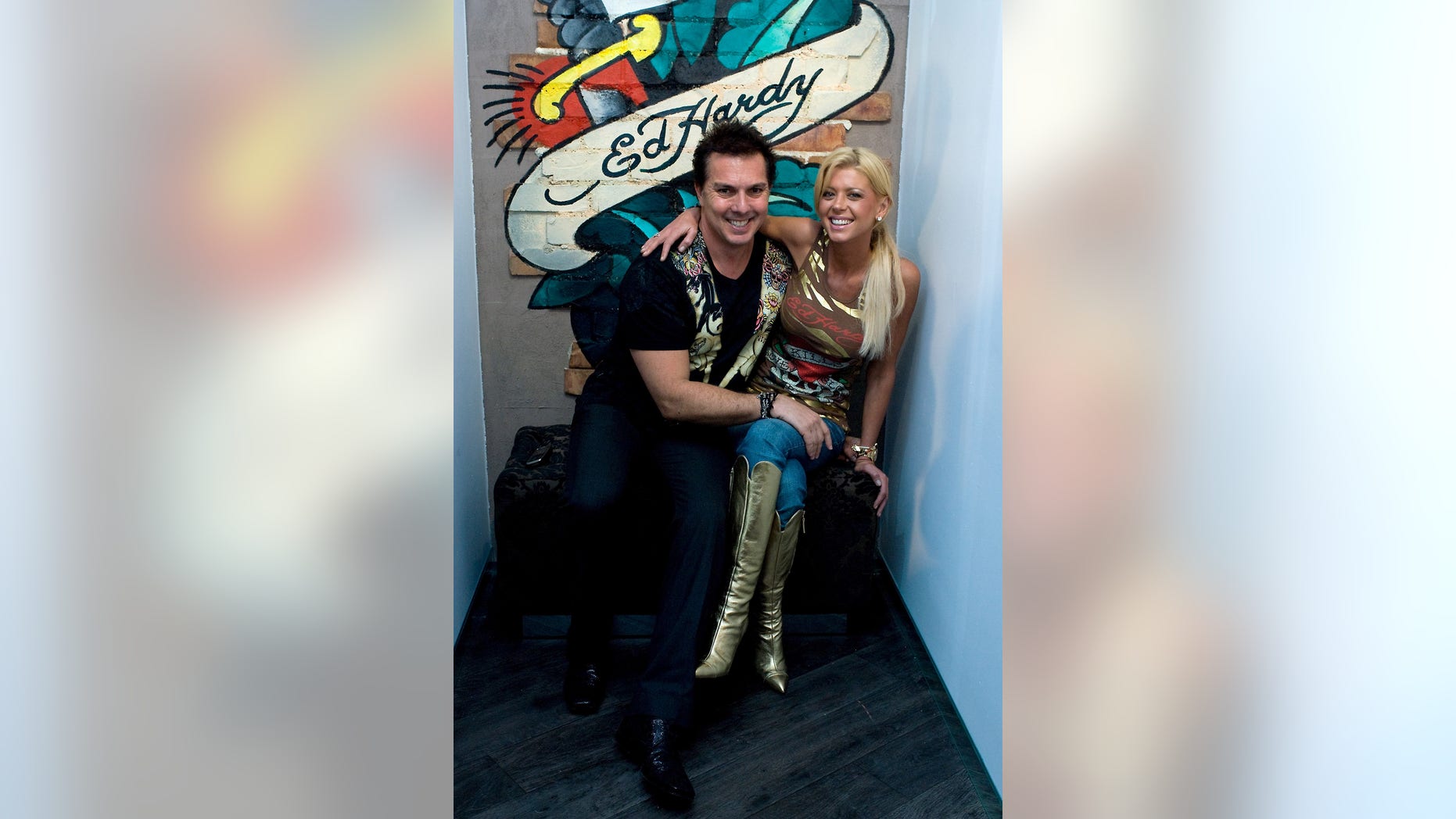 Gary Berman, seen here in 2007 with Tara Reid at the launch of a boutique in Australia, had previously held the rights to the Ed Hardy name in Australia and the U.K., according to his website.