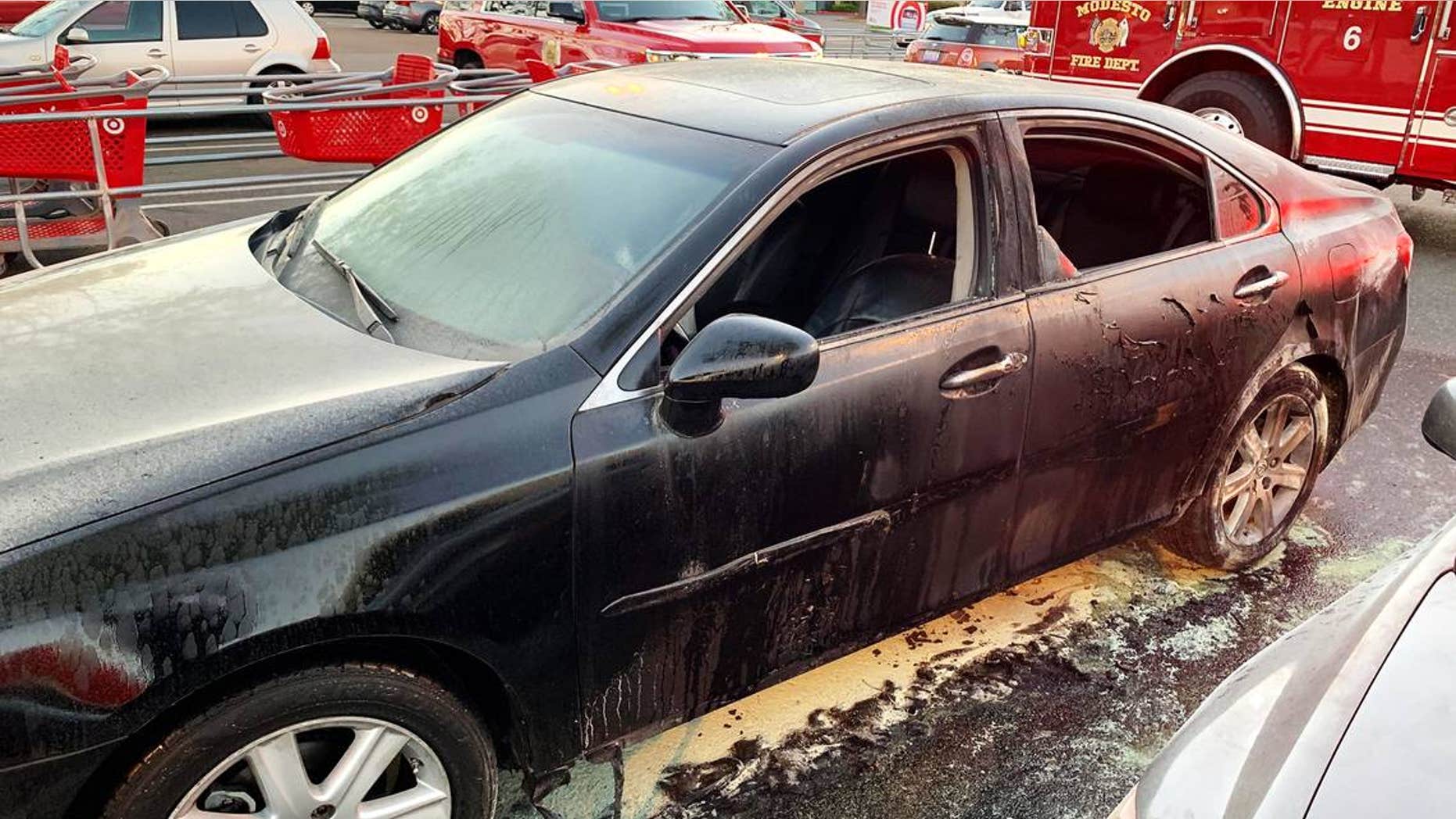 A man suffered third-degree burns to half his body after lighting a gasoline-filled jug on fire, officials said.