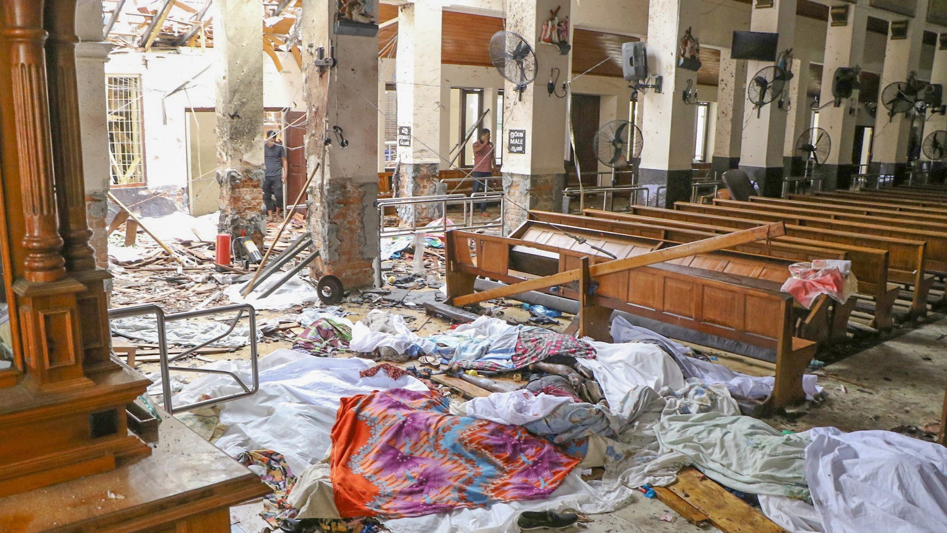 An inside view of the St. Anthony's Shrine after an explosion hit St Anthony's Church in Kochchikade in Colombo, Sri Lanka on April 21, 2019. (Photo by Chamila Karunarathne/Anadolu Agency/Getty Images)