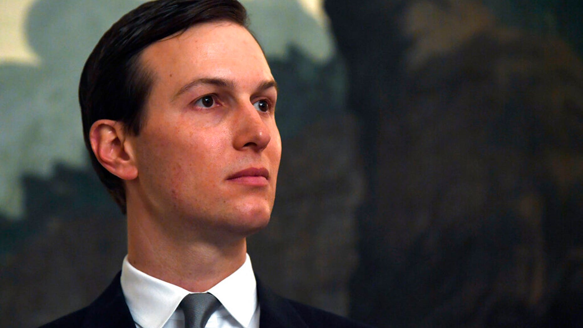 White House adviser Jared Kushner listens during a proclamation signing with President Donald Trump and Israeli Prime Minister Benjamin Netanyahu in the Diplomatic Reception Room at the White House in Washington, Monday, March 25, 2019. (AP Photo/Susan Walsh)