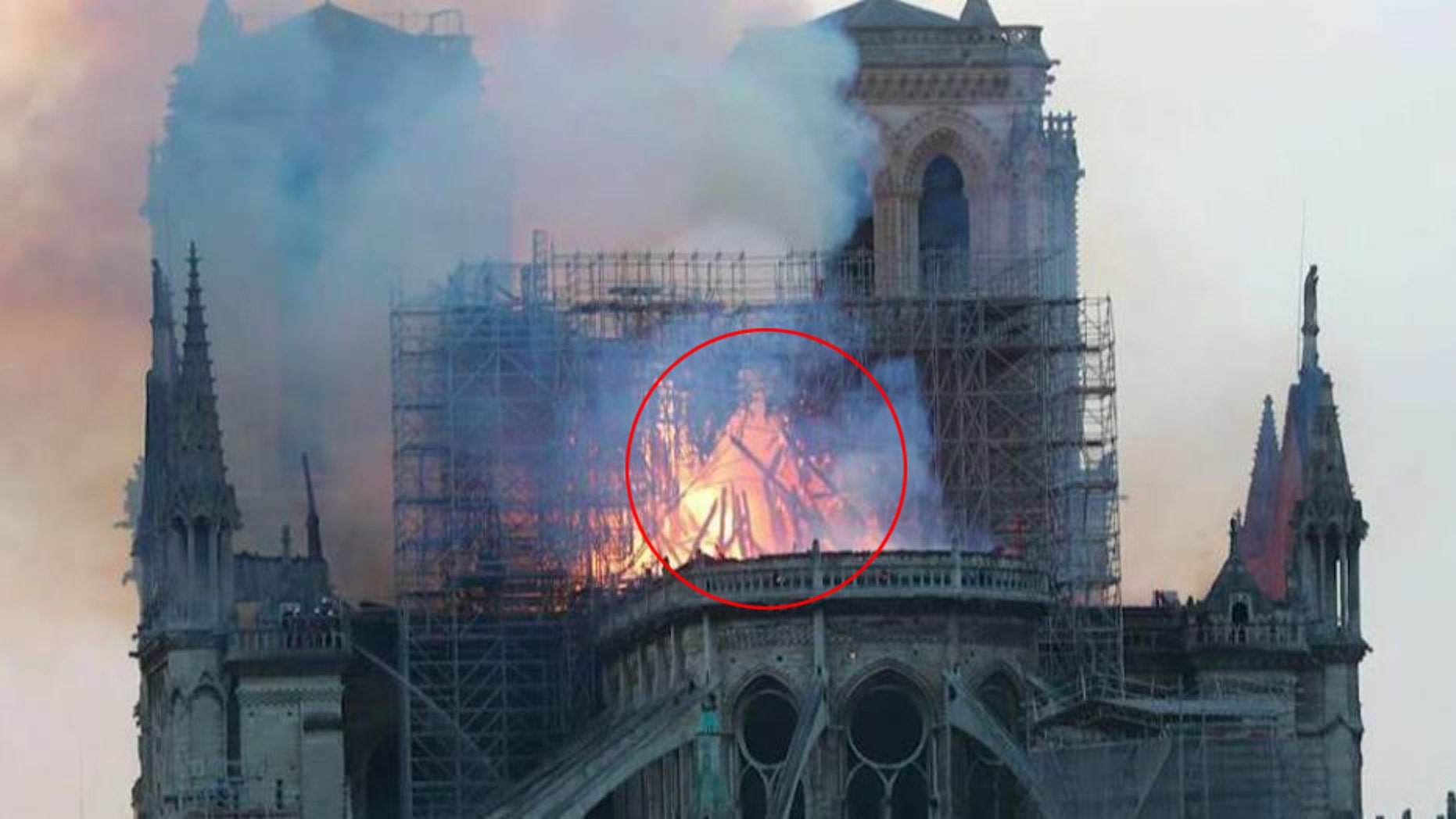 Some users on social media say they can see the outline of Jesus in the flames from the Notre Dame fire Monday evening.