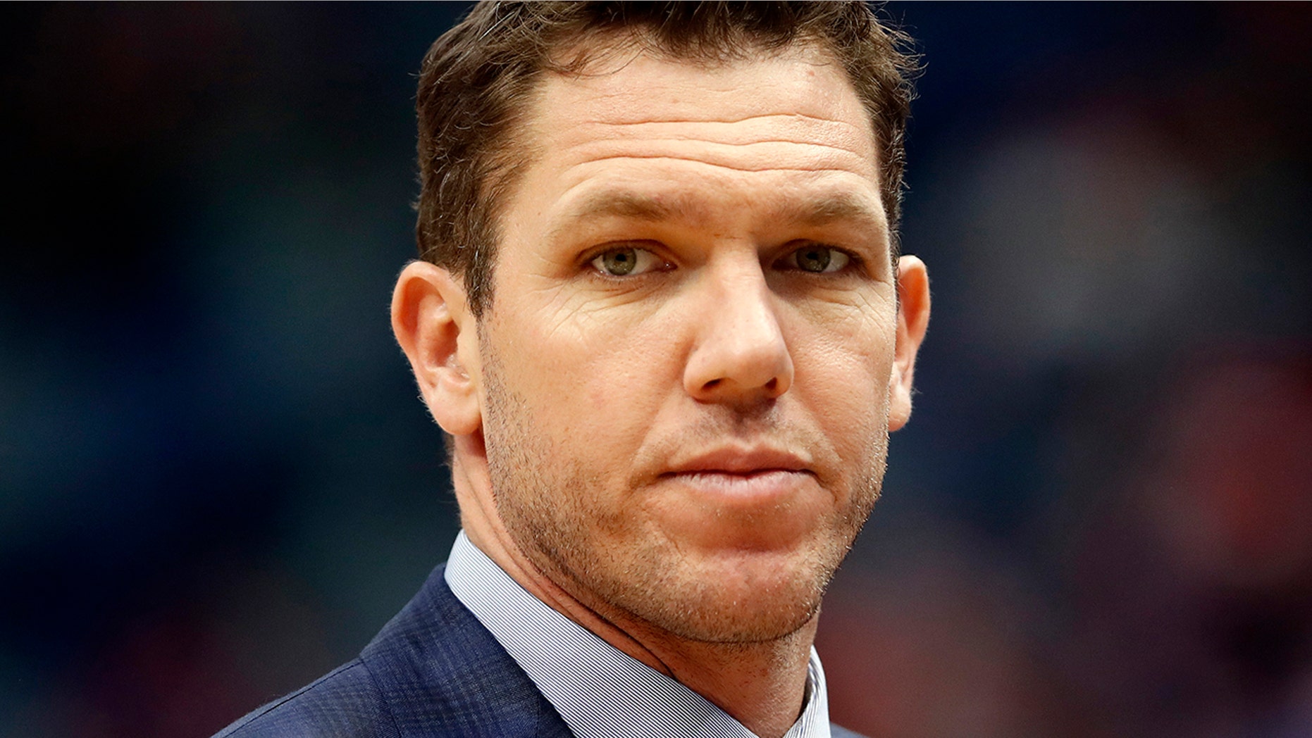 FILE - In this March 31, 2019, file photo, Los Angeles Lakers head coach Luke Walton looks on during the first half of an NBA basketball game in New Orleans. (AP Photo/Tyler Kaufman, File)