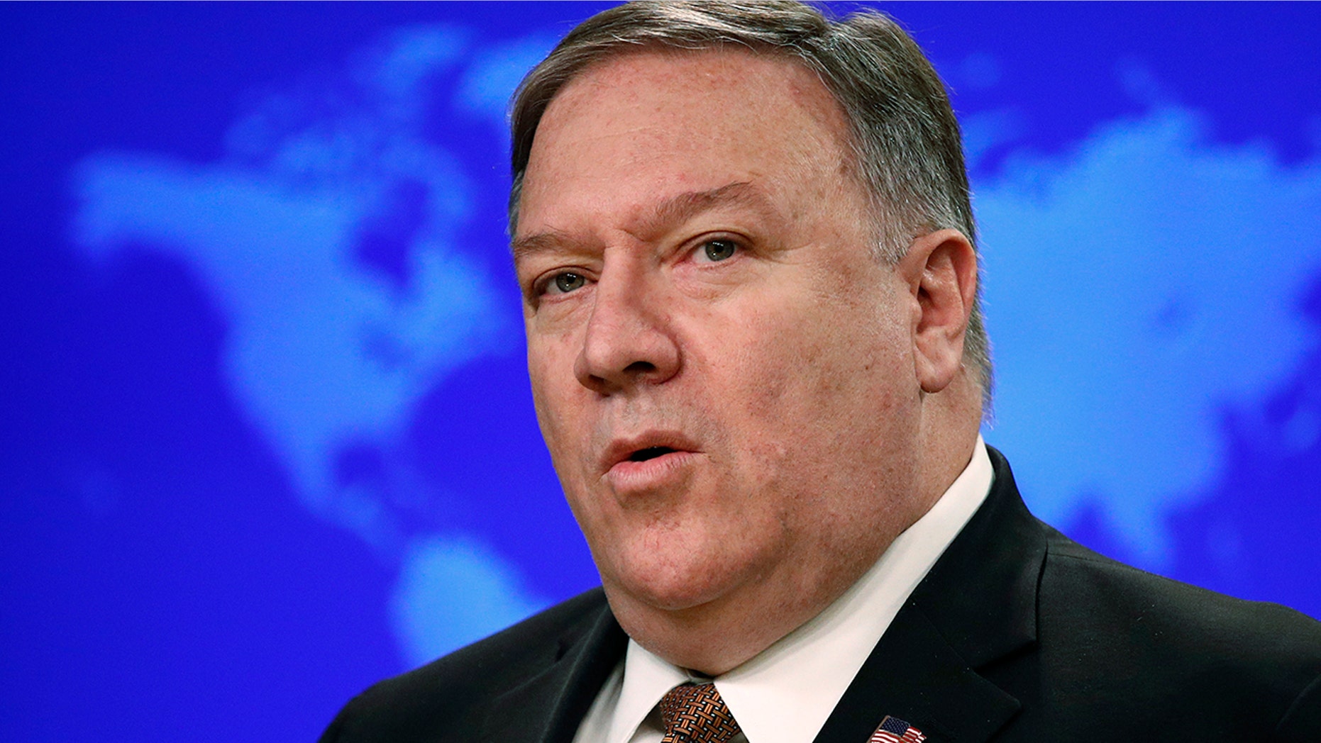 Secretary of State Mike Pompeo speaks at a news conference to announce the Trump administration's plan to designate Iran's Revolutionary Guard a "foreign terrorist organization." (AP Photo/Patrick Semansky, File)