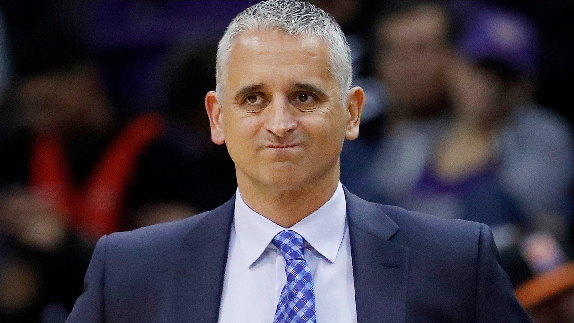 FILE - In this Jan. 24, 2019, file photo, Phoenix Suns head coach Igor Kokoskov watches during the second half of an NBA basketball game against the Portland Trail Blazers. The Suns say they have fired Kokoskov after one season. (AP Photo/Matt York, File)