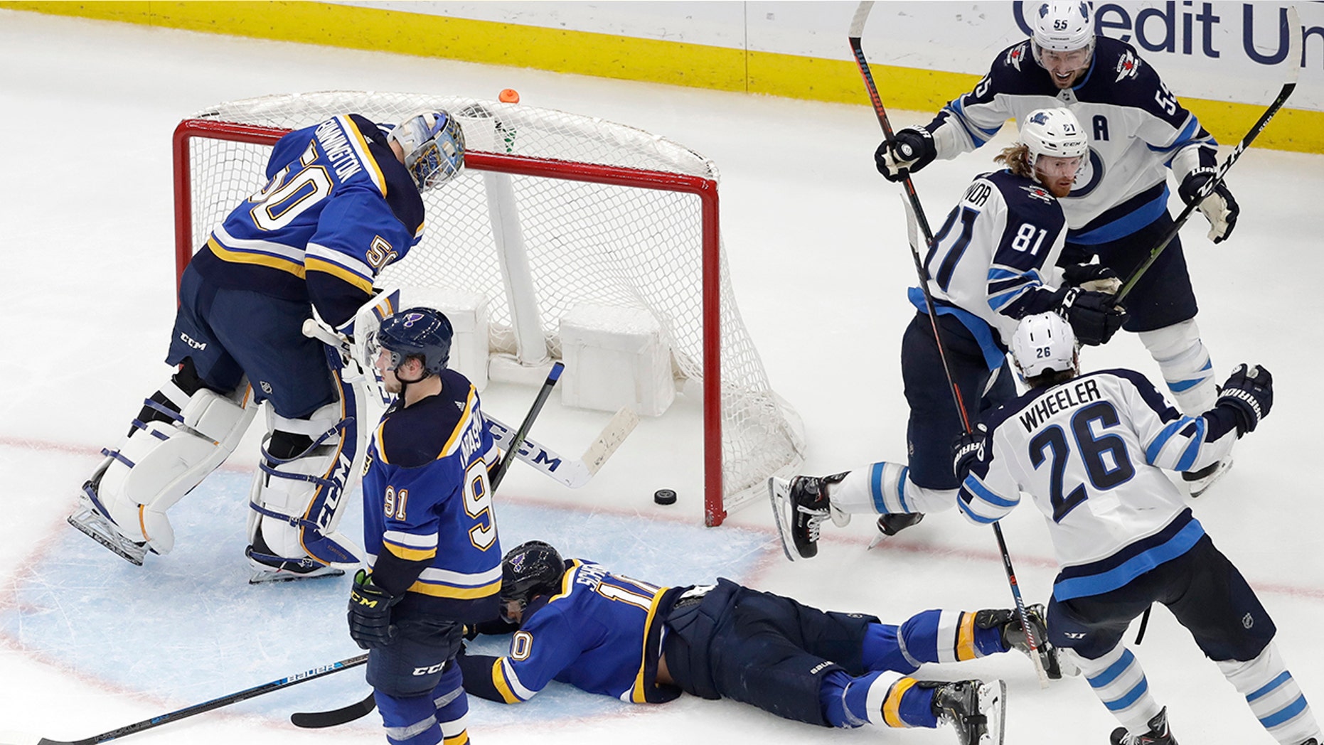 Westlake Legal Group NHL-Jets-celebrate Connor scores in OT as Jets beat Blues 2-1 to even series fox-news/sports/stanley-cup-playoffs fox-news/sports/nhl/winnipeg-jets fox-news/sports/nhl/st-louis-blues fox-news/sports/nhl fnc/sports fnc Associated Press article a3d93cfd-7cfd-5bf2-a176-2da25c0d7c3c
