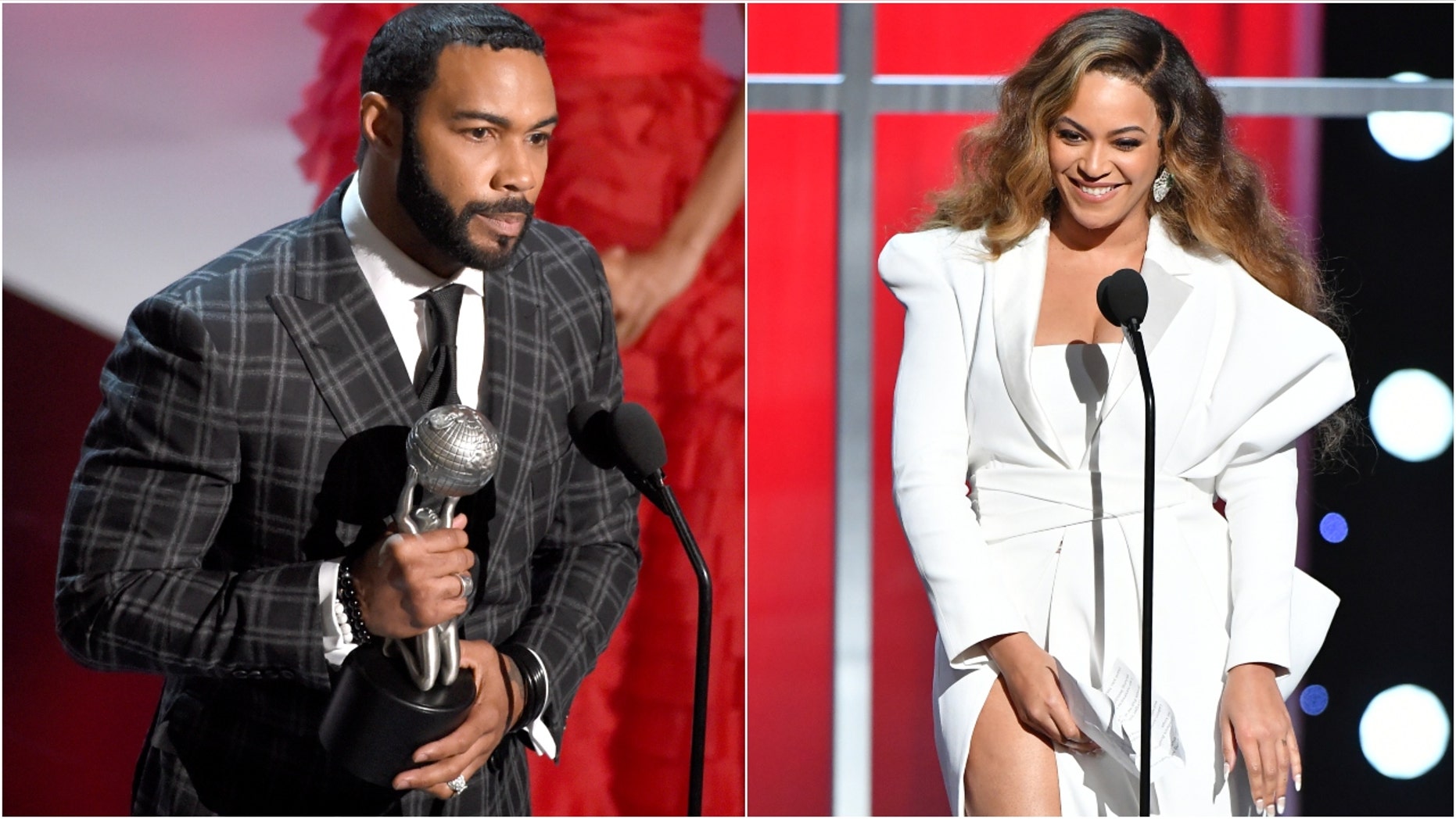 Omari Hardwick and Beyoncé attend 50th NAACP Image Awards. (Photo: Chris Pizzello/Invision/AP and Earl Gibson III/Getty Images for NAACP)