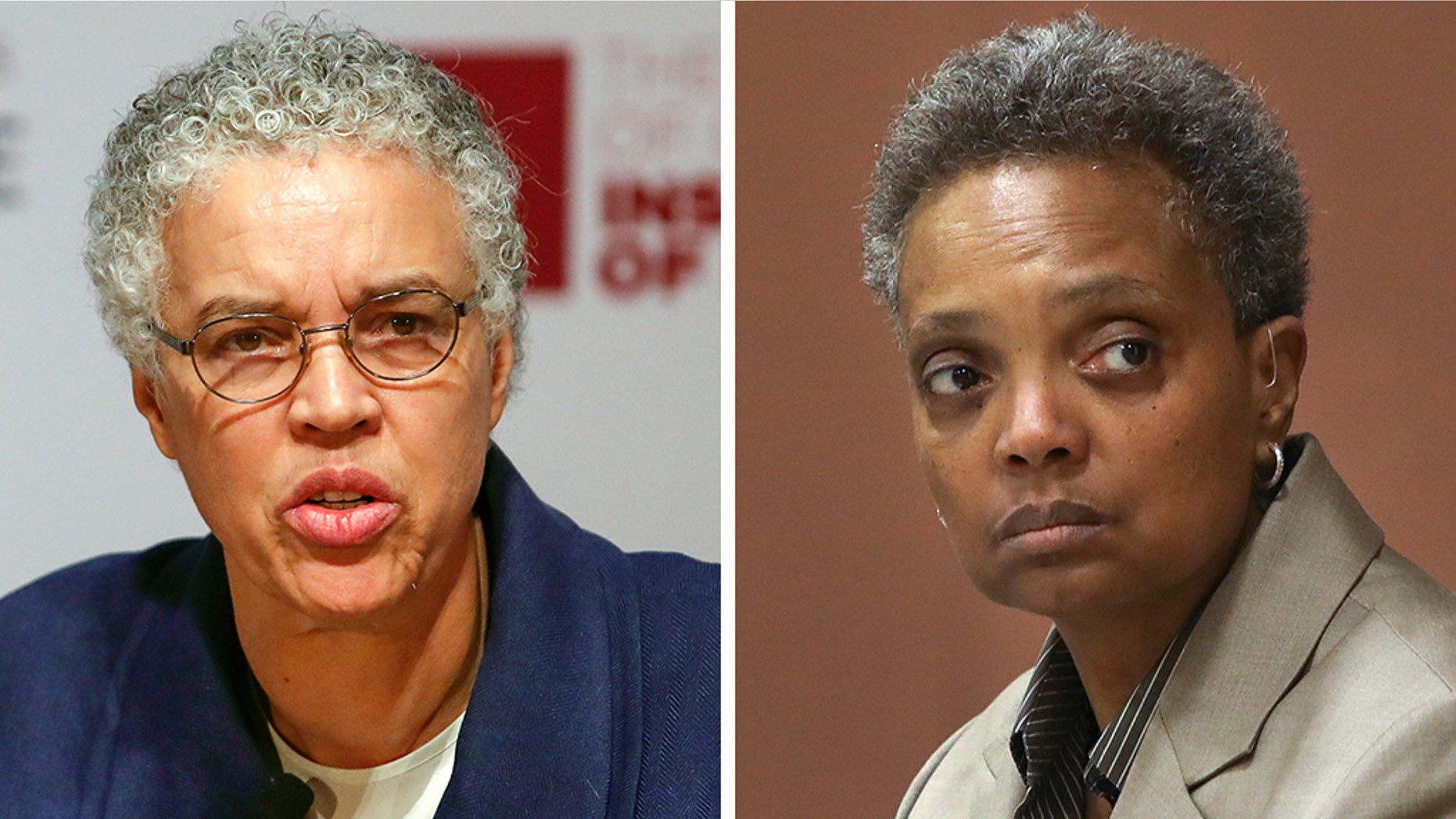 Toni Preckwinkle, left, was facing off against Lori Lightfoot in the race for Chicago Mayor