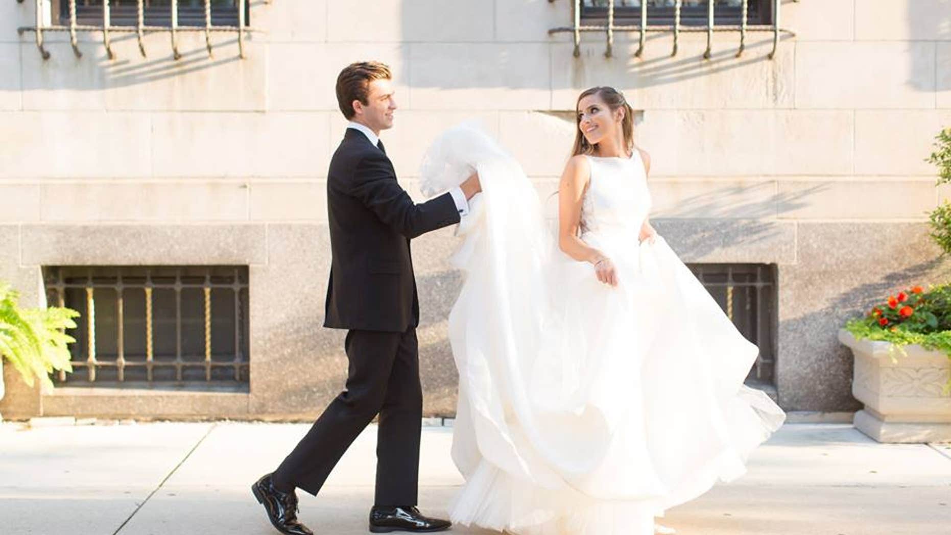 Christen and her husband Sam on their wedding day.