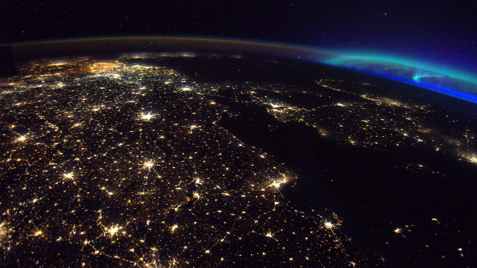 Astronaut Thomas Pesquet, with the European Space Agency, photographed the aurora over Northern Europe from on board the International Space Station.